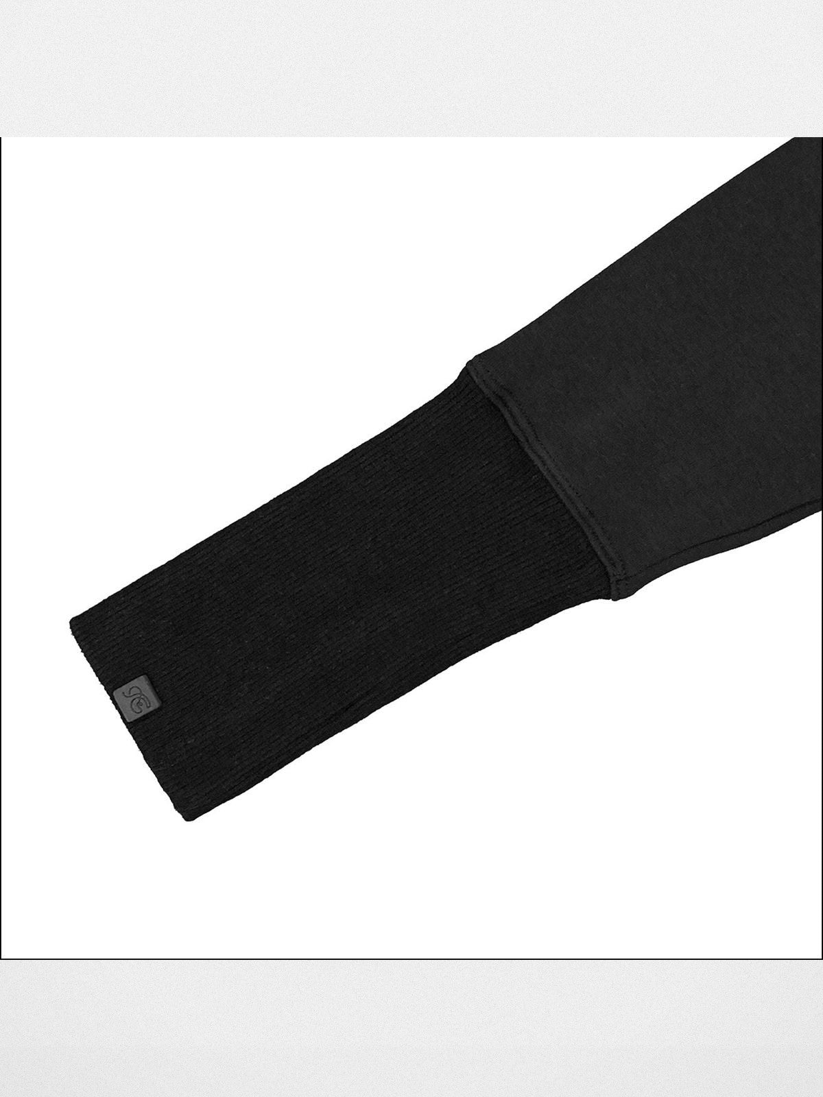 FaxCopyExpress Fleece Lined Deep V Neck Hoodie in Black - Detail