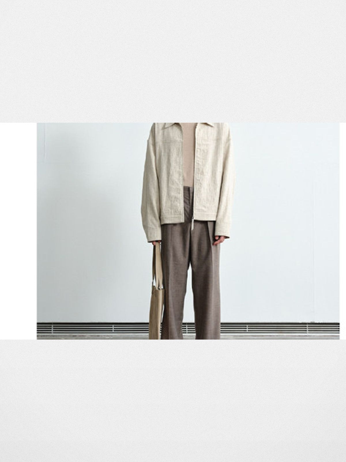 ROYA Oatmeal Textured Ramie Jacket in Oatmeal - On Model