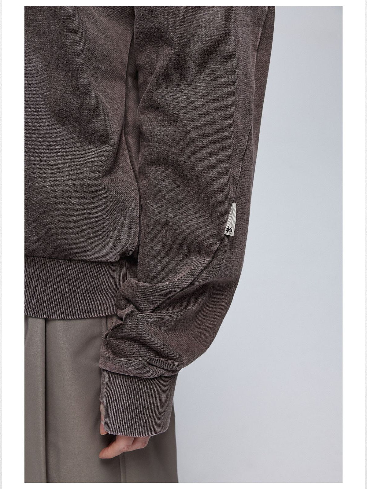 Simple Project Faded Cotton Crewneck Sweatshirt in Coffee - On Model