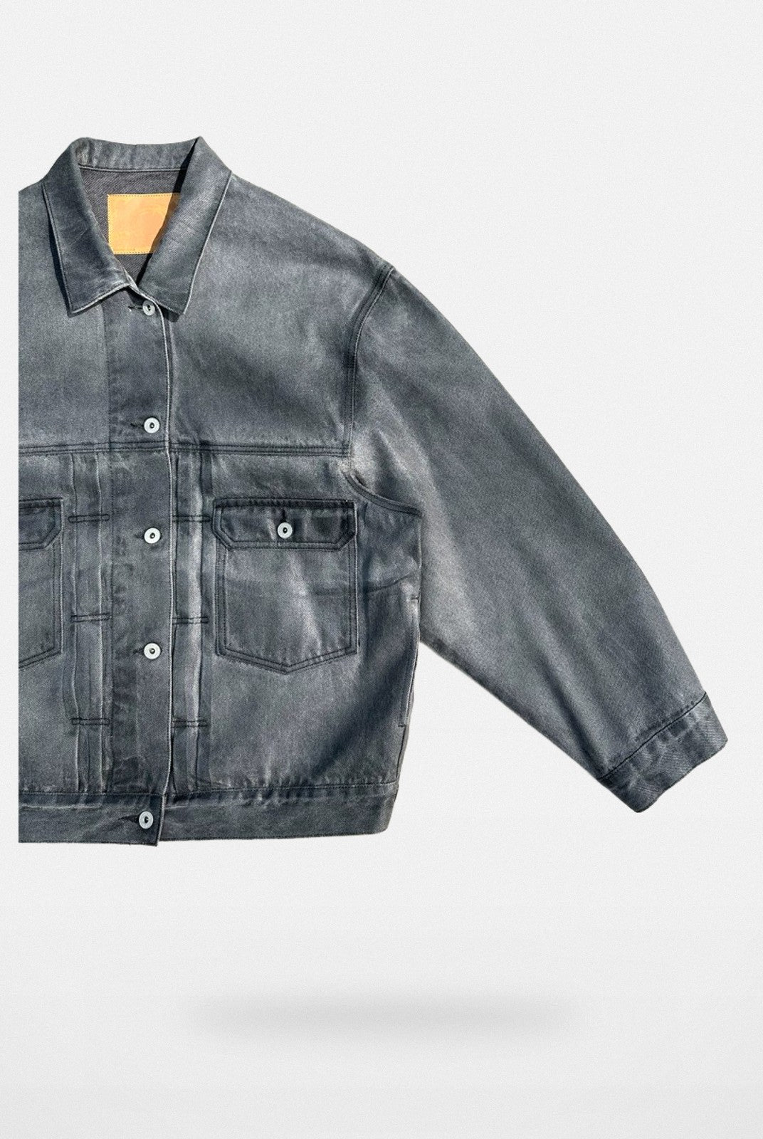 UNKNOWNWORLD Washed Grey Coated Trucker Jacket in Gray