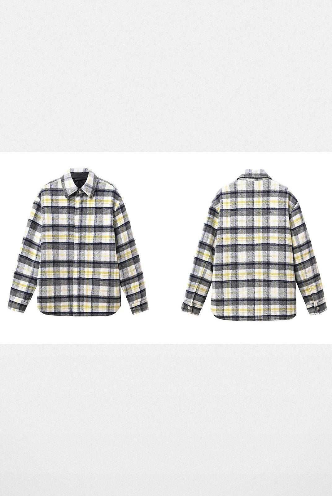 Roolrren Homme Padded Wool Plaid Shirt Jacket in Gray