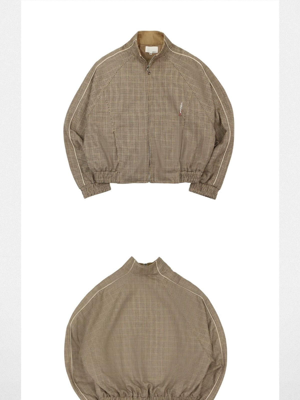 SOD Wool Blend Houndstooth Track Jacket in Khaki
