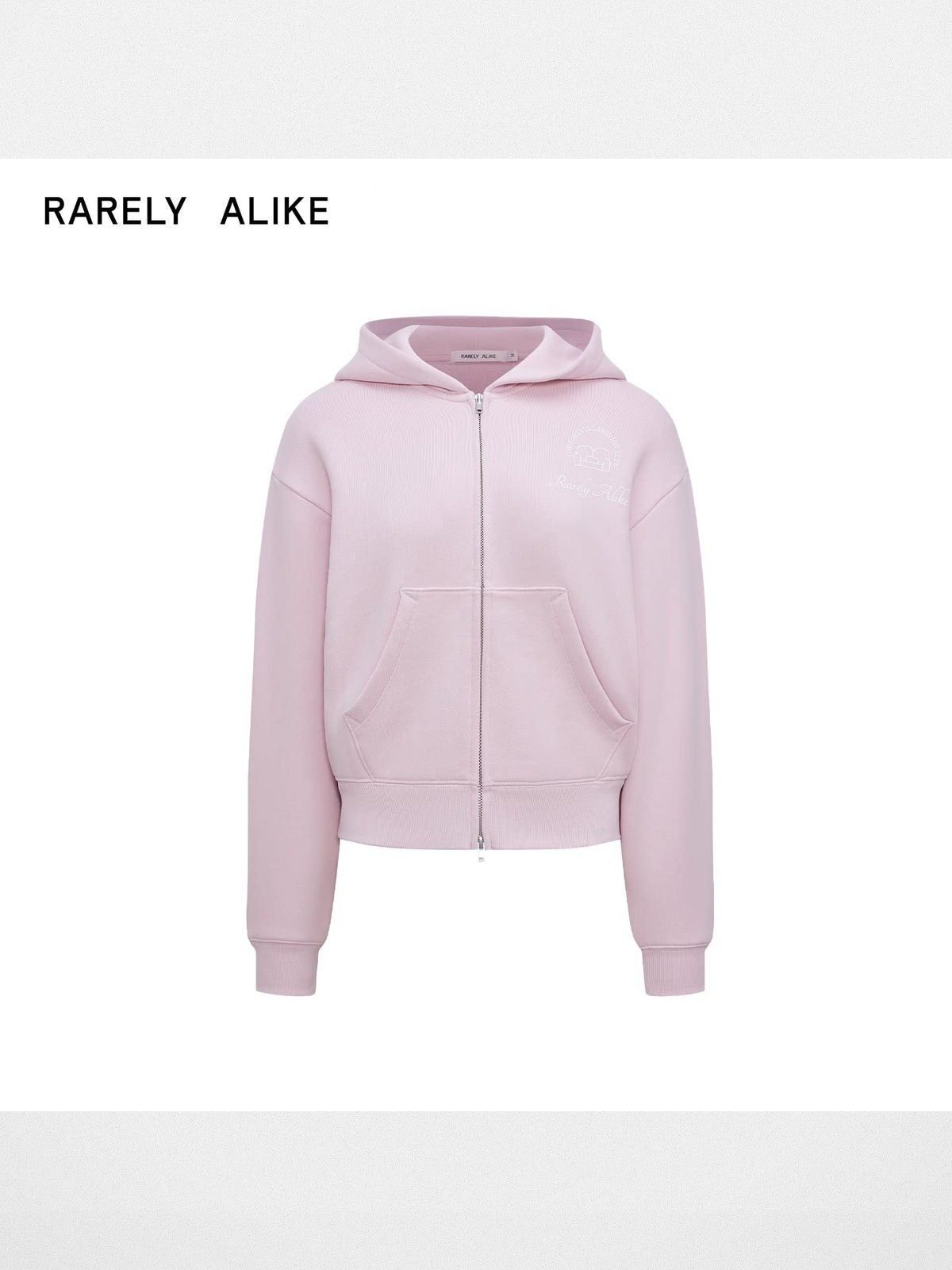RARELY ALIKE Comfort Club Graphic Zip Up Hoodie in Pink