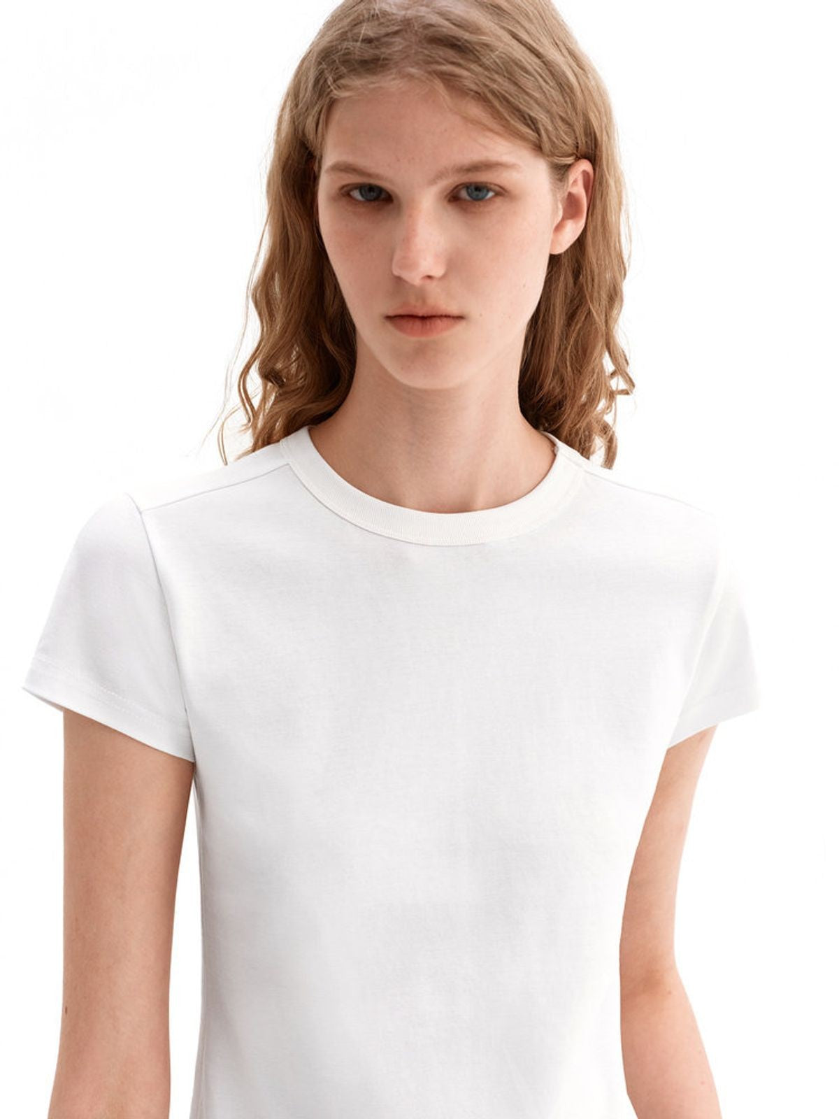 PUKI Classic 100 Cotton T Shirt in White - On Model