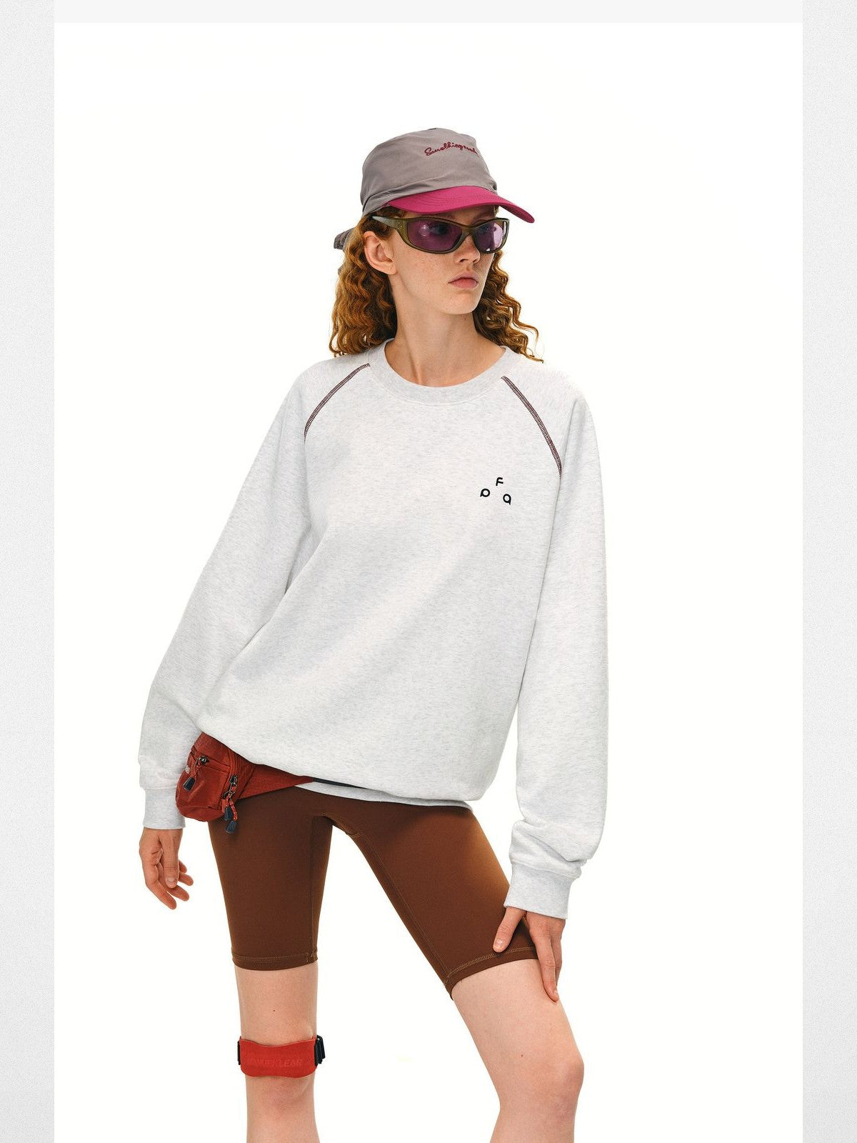 FPA Contrast Stitch Thermal Sweatshirt in Gray - On Model