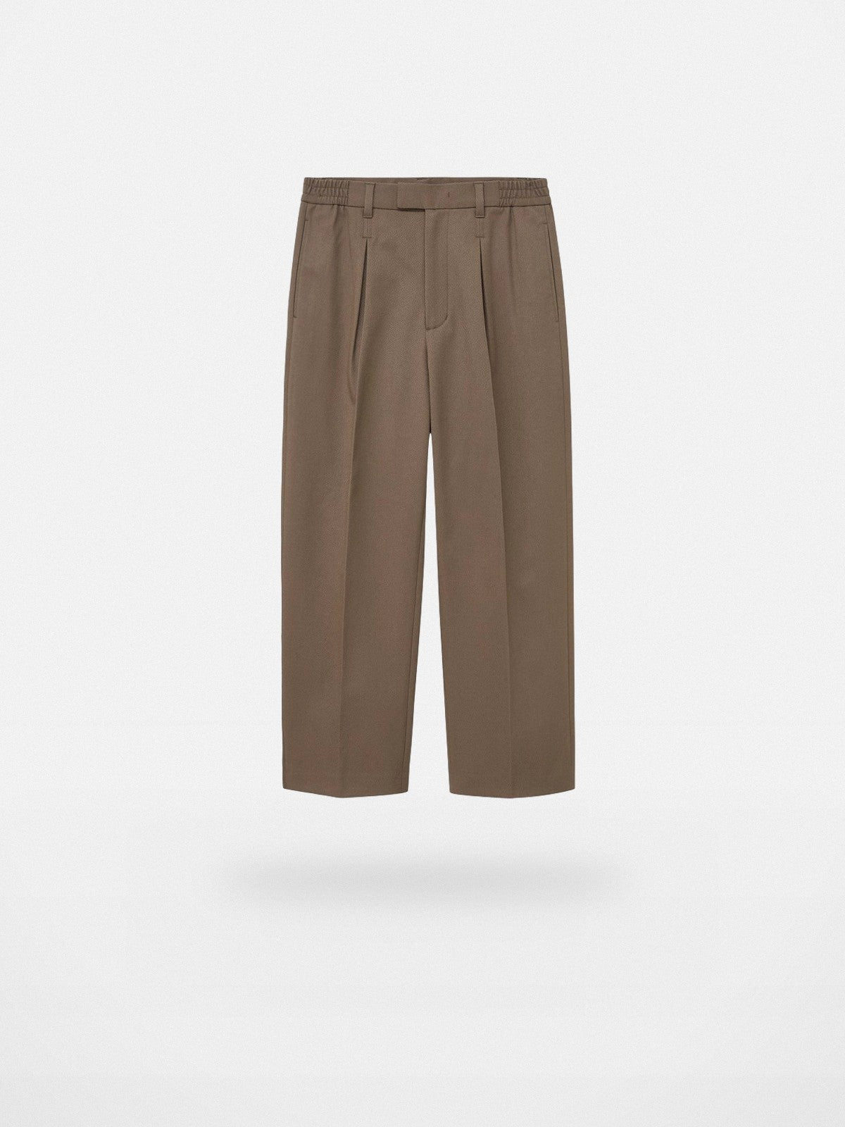 NANS Pleated Brushed Twill Cropped Pants in Brown