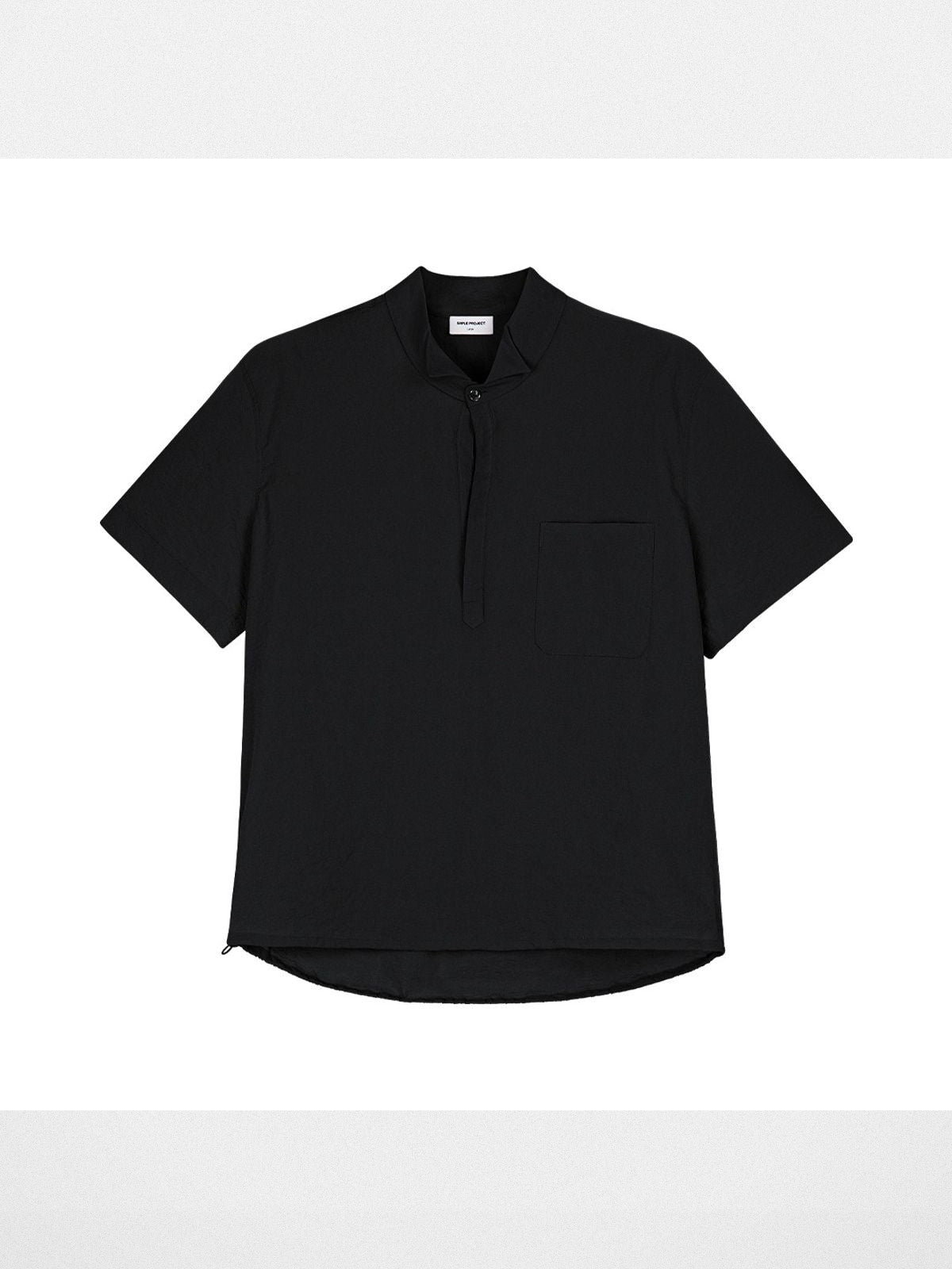 Simple Project Half Placket Nylon Shirt in Black
