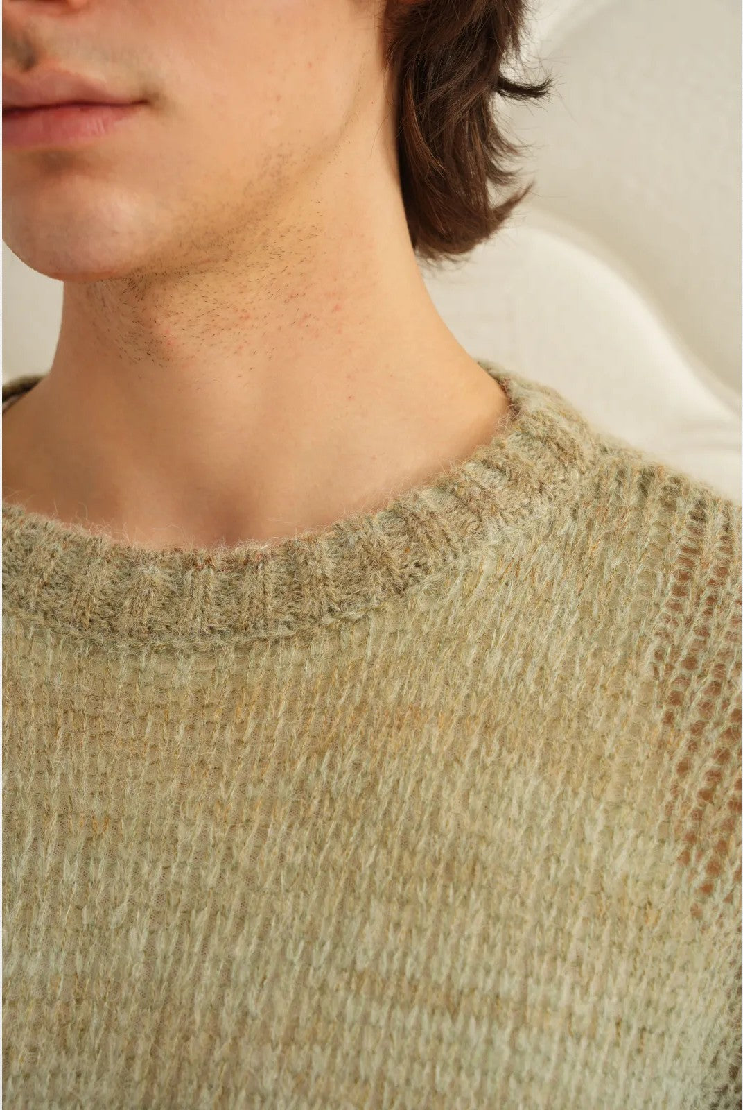 Retro 21 Gradient Wool Blend Crewneck Sweater in Green