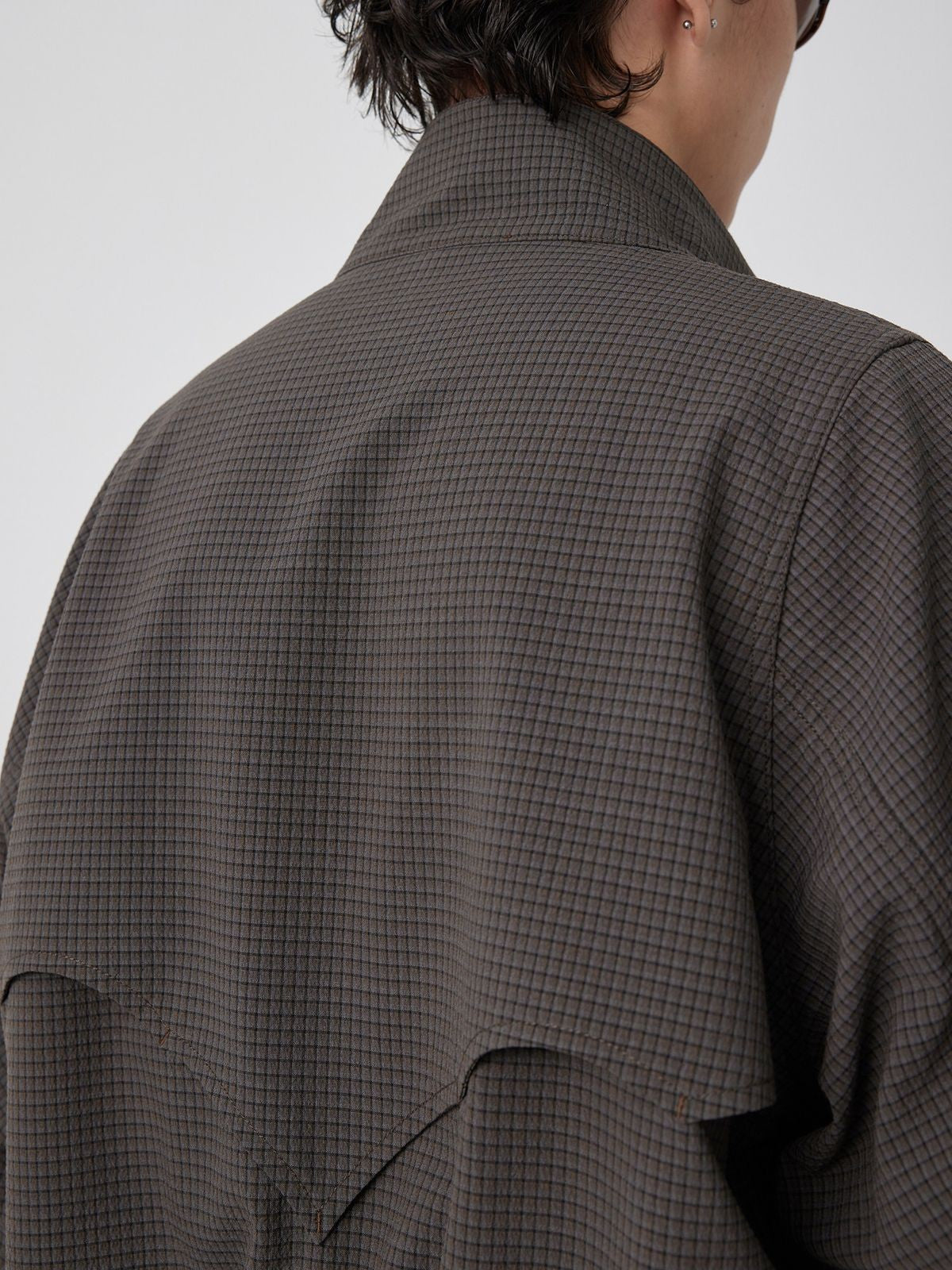 Simple Project Textured Plaid Harrington Jacket in Black - On Model