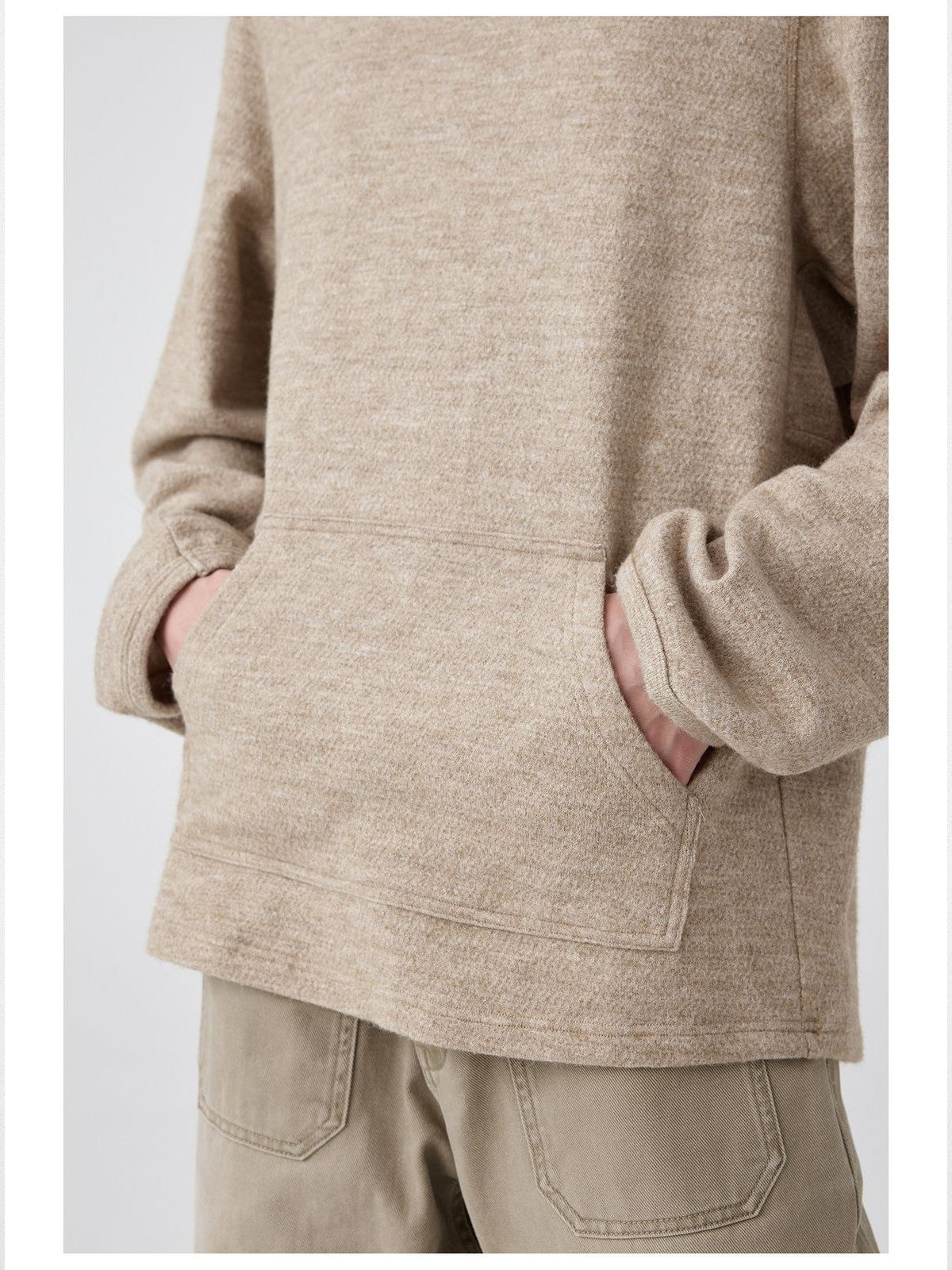 Simple Project Pom Pom Detail Hoodie in Beige - On Male Model