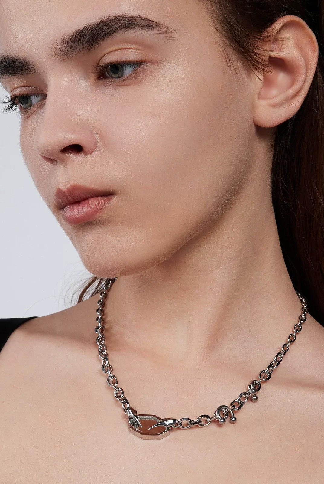 BLACKHEAD Panic Mirror Pendant Necklace in Silver - On Model