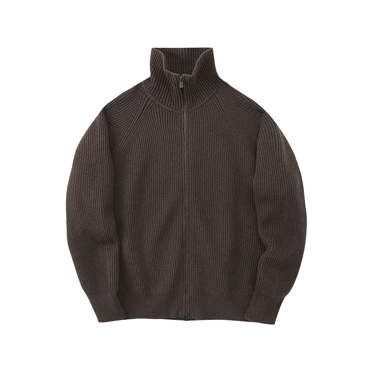 NANS Heavyweight Raglan Zip Cardigan in Brown