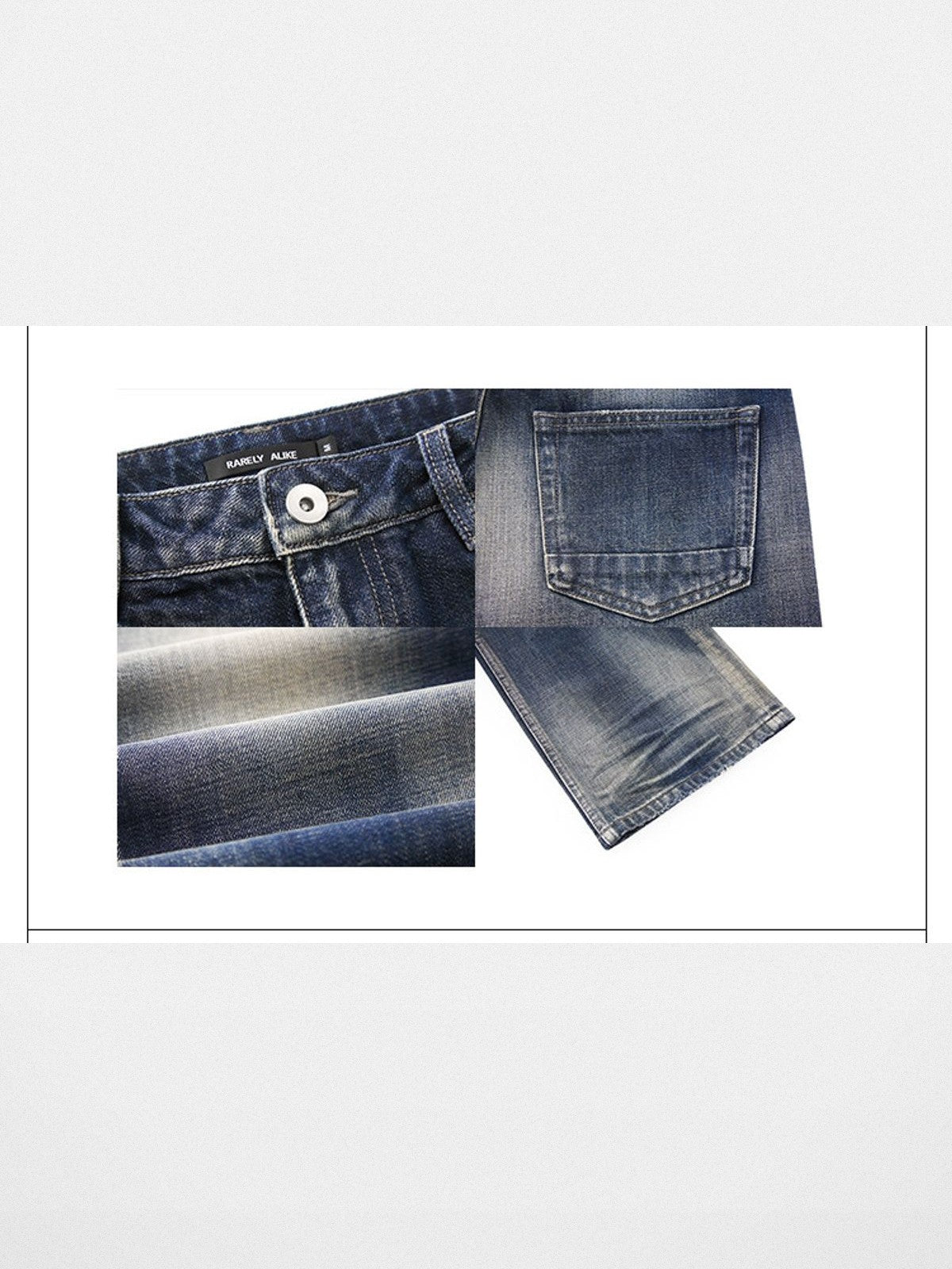 RARELY ALIKE Washed Low Rise Straight Jeans in Blue - Detail
