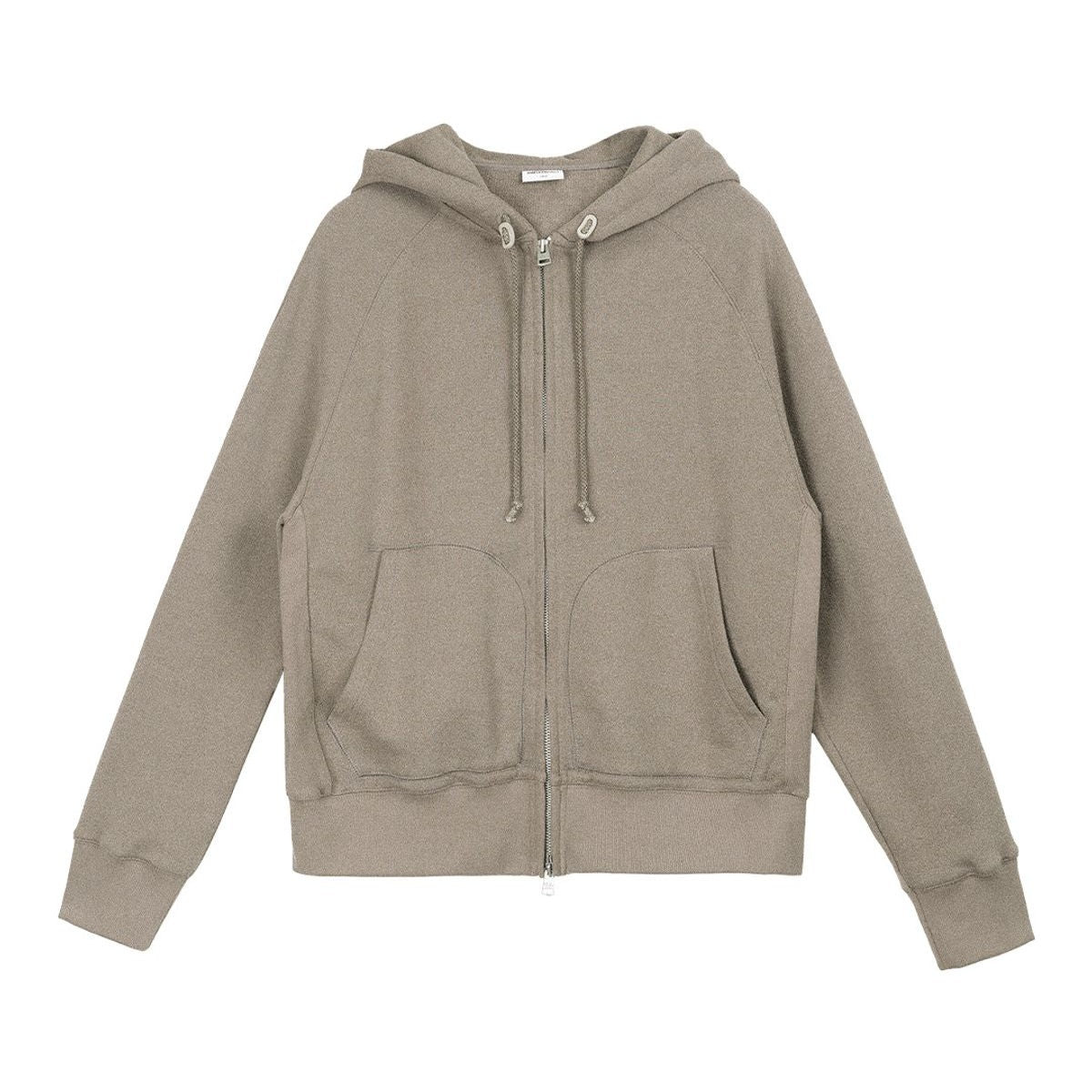 Simple Project Cotton Blend Zip Up Hoodie in Beige