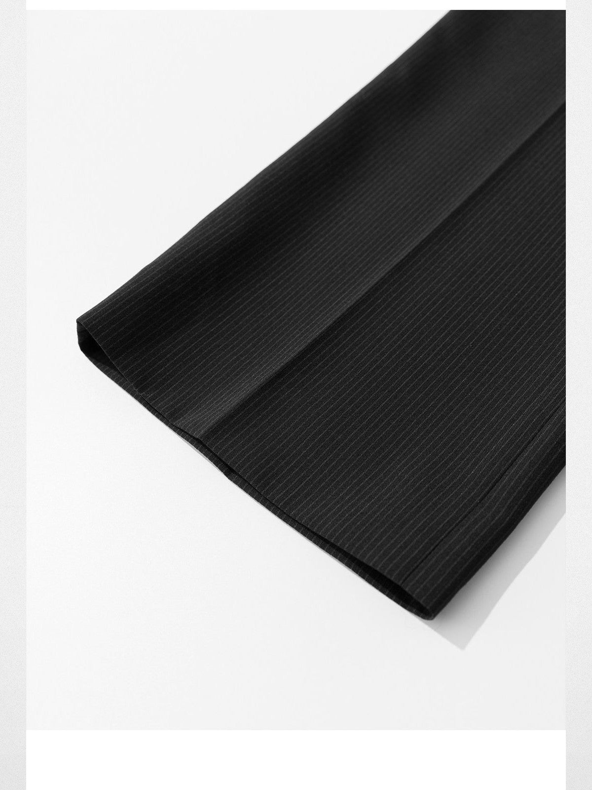 RandomPiece Pinstripe Wool Blend Bermuda Shorts in Black - Detail