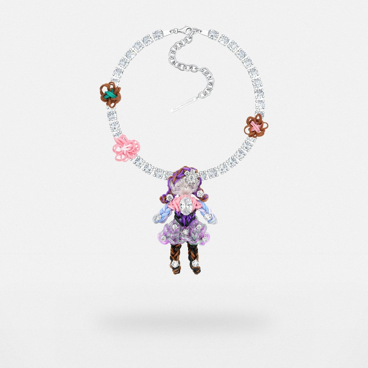 SHUSHU/TONG Zircon Rubber Band Girl Necklace in Gray