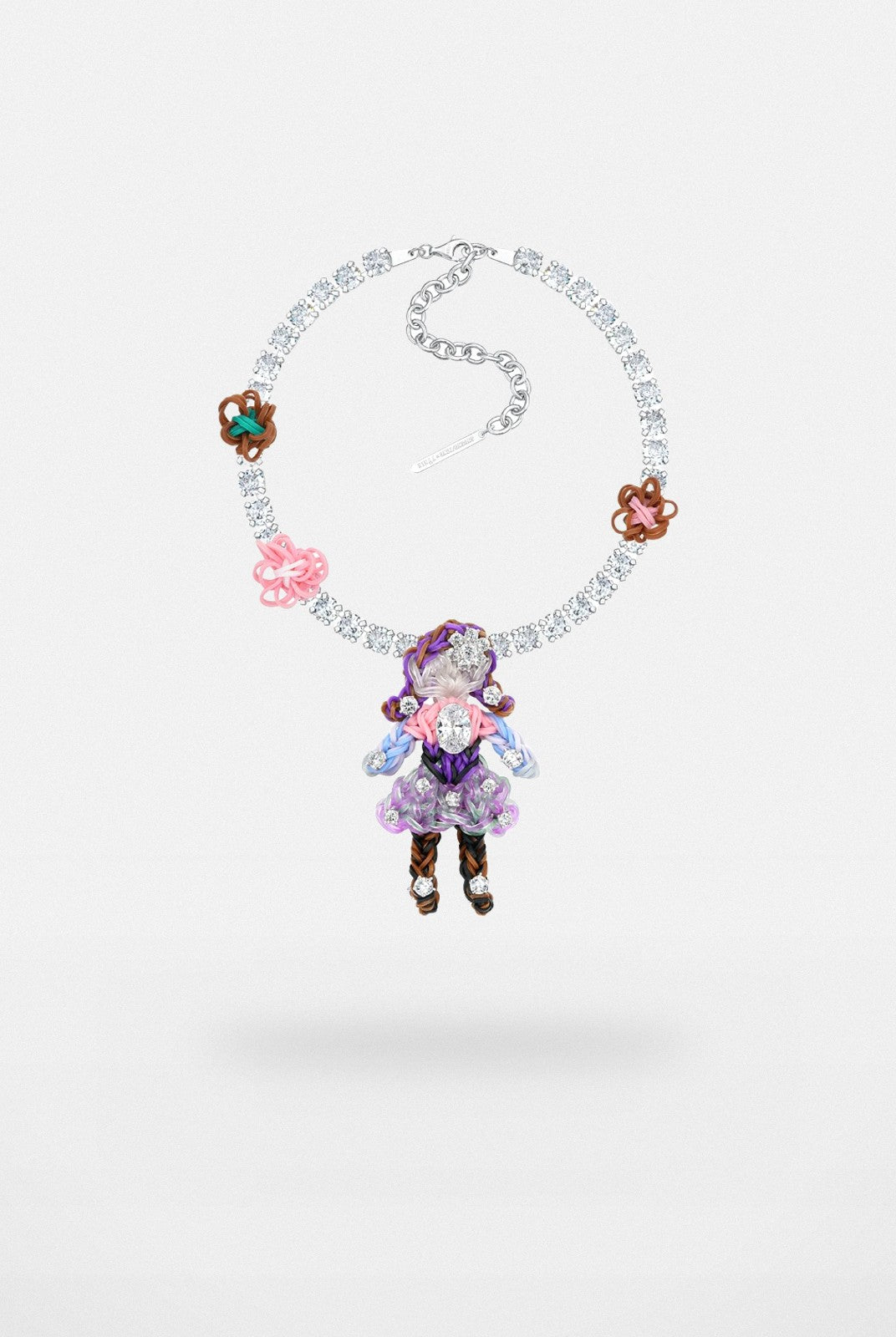 SHUSHU/TONG Zircon Rubber Band Girl Necklace in Gray