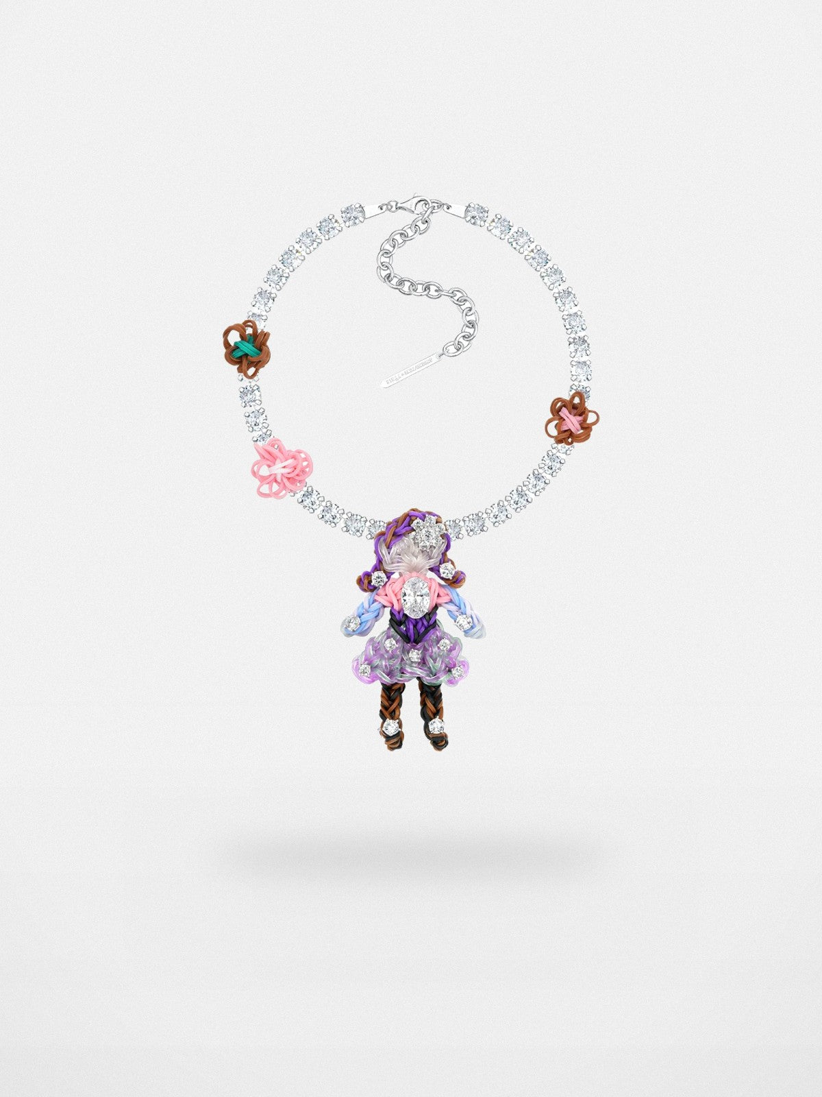 SHUSHU/TONG Zircon Rubber Band Girl Necklace in Gray