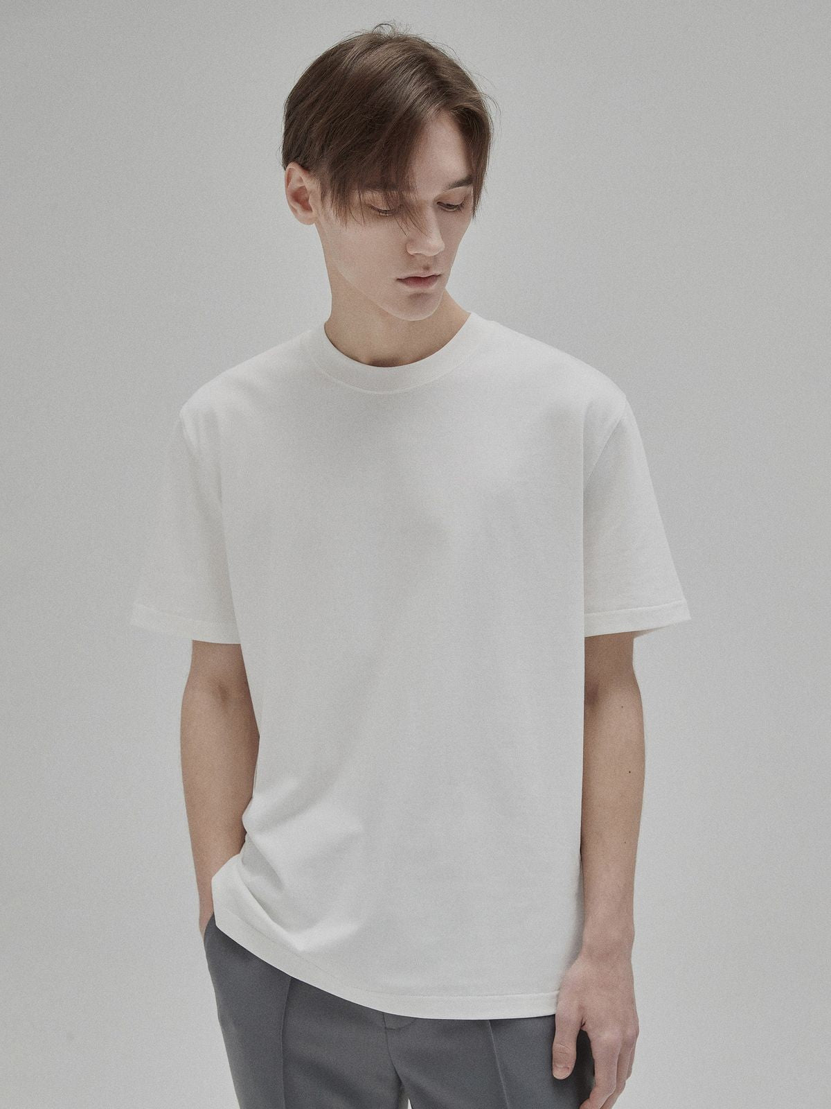 NANS Heavyweight Cotton Long Sleeve Tee in White - On Model