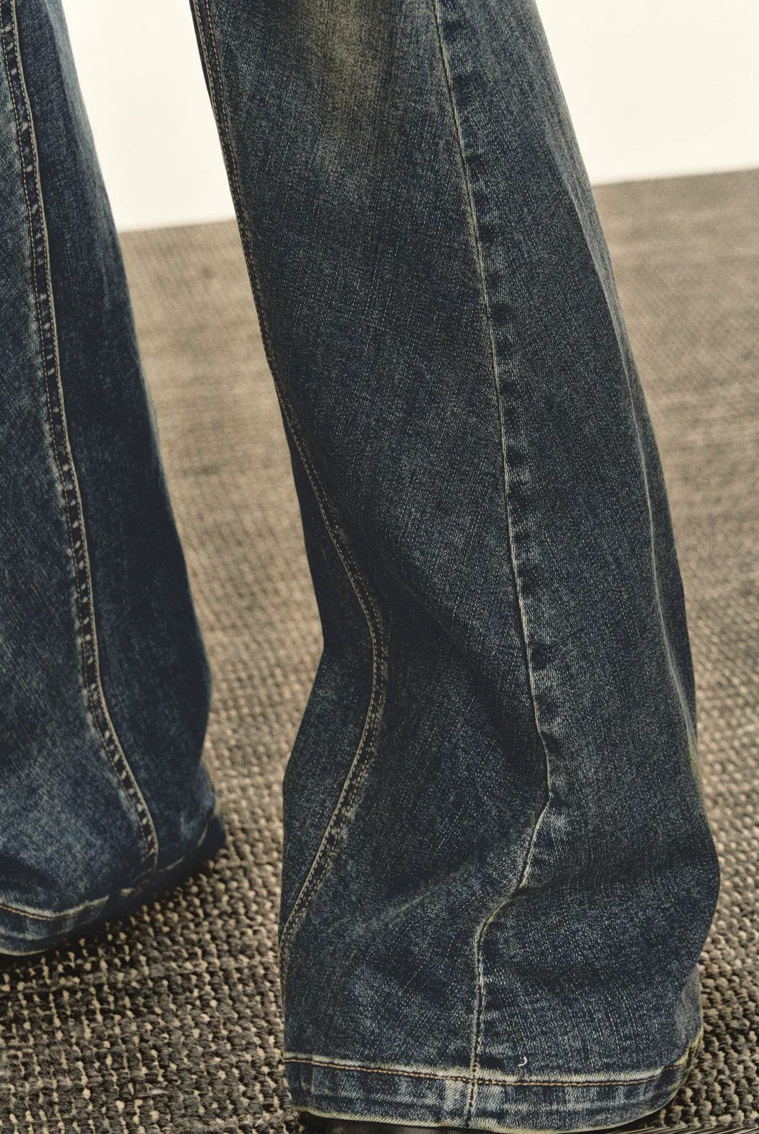 ARISEISM Distressed Micro Flare Jeans in Blue