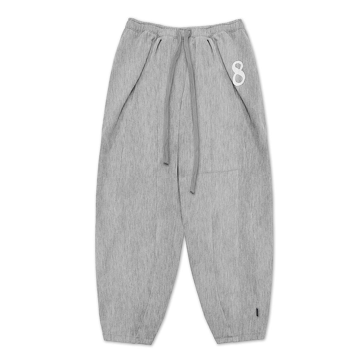 MASONPRINCE Pleated No 8 Patch Sweatpants in Gray