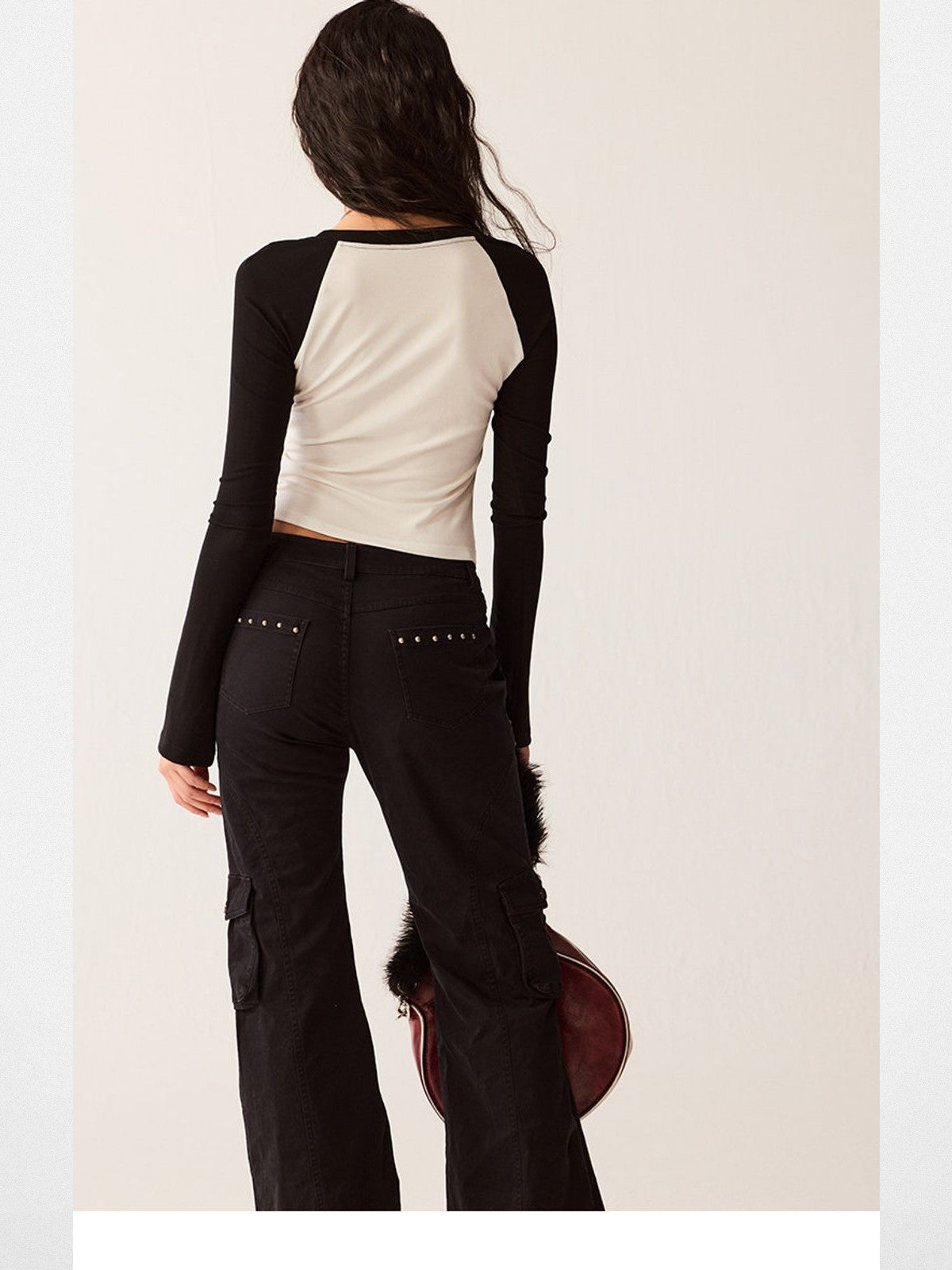 BeerBro Riveted Cargo Flare Pants in Black - On Model