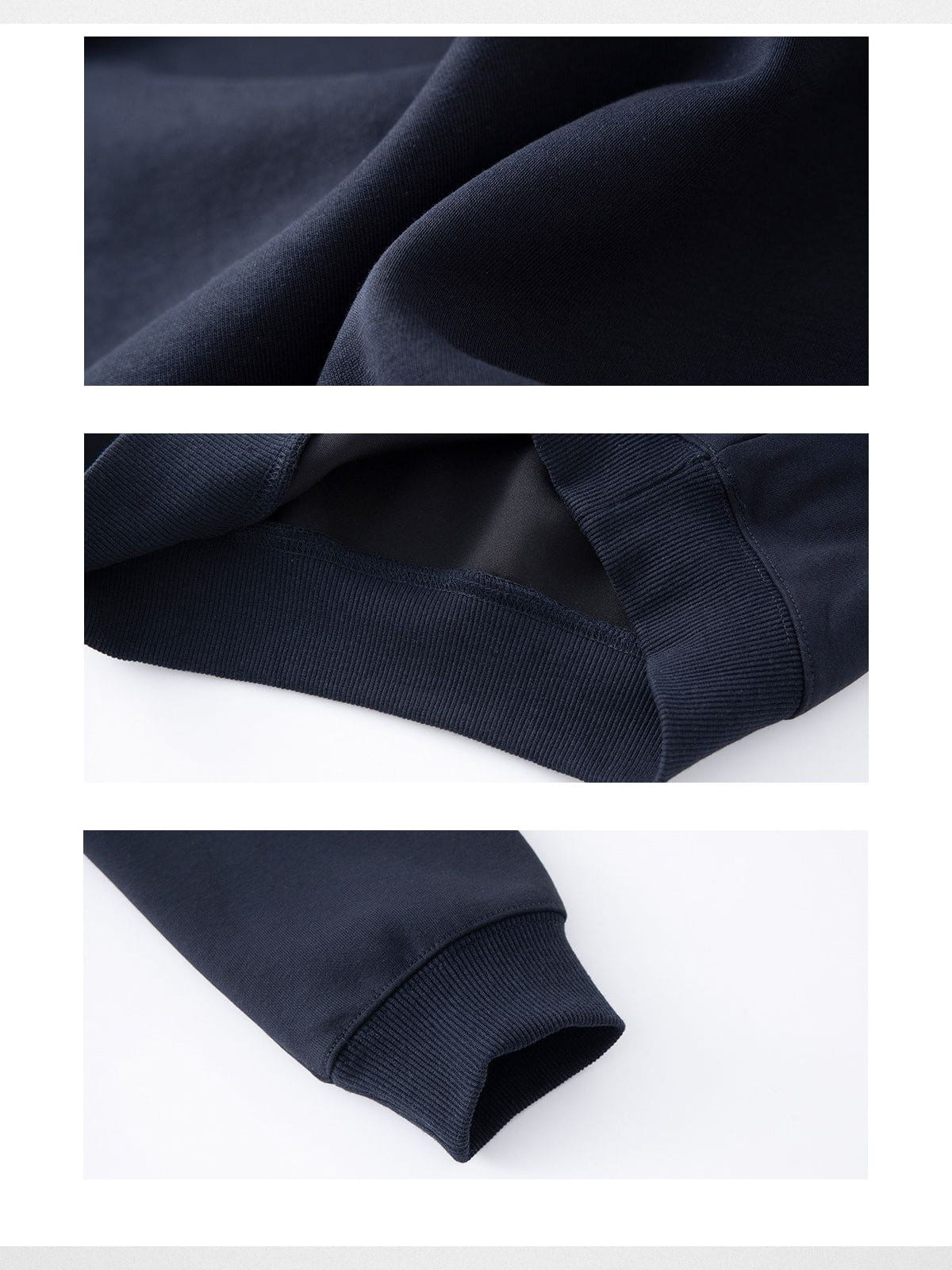 Ariseism Asymmetric Off Shoulder Rhinestone Sweatshirt in Navy Blue - Detail