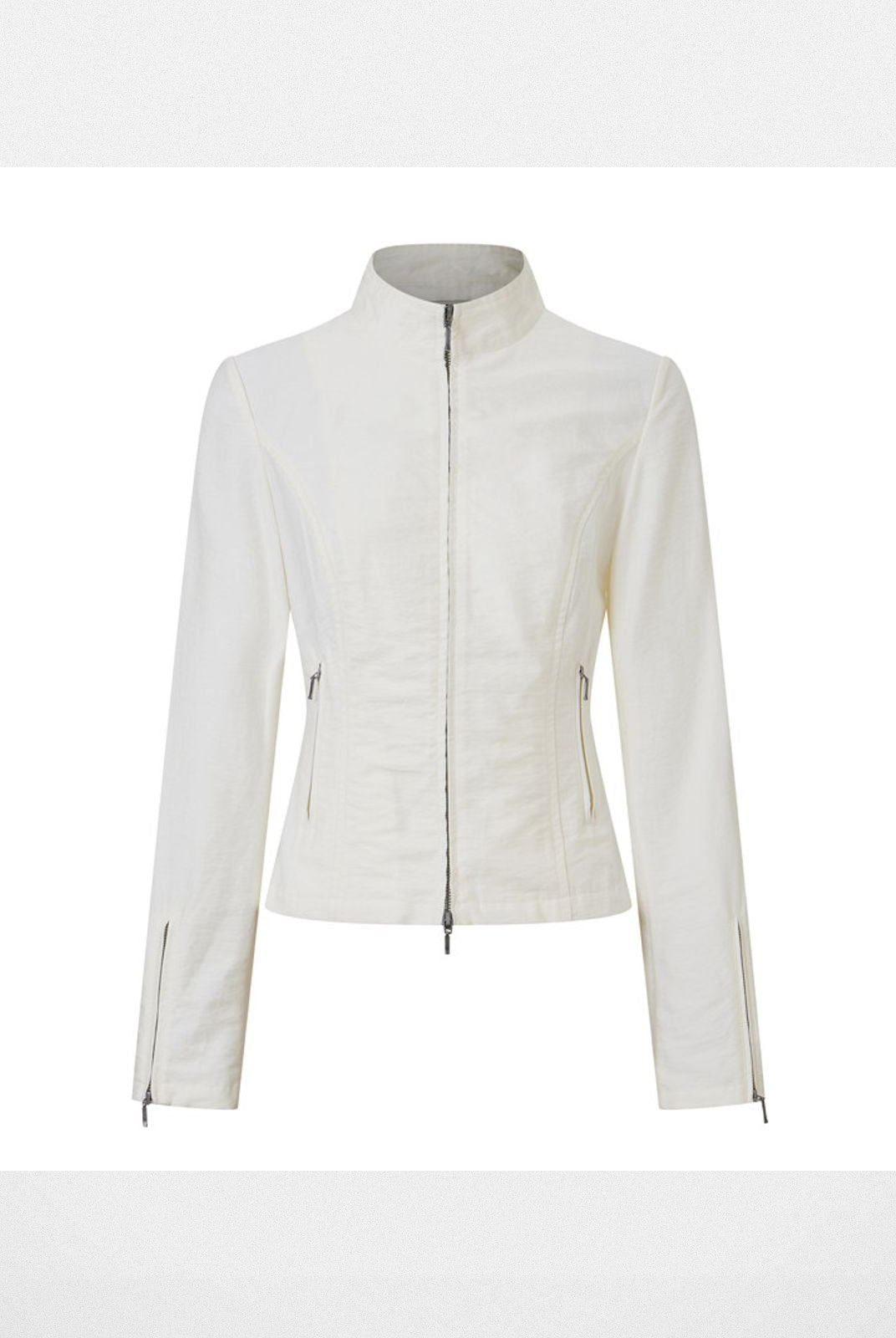 Alright then Textured Cotton Biker Jacket in White