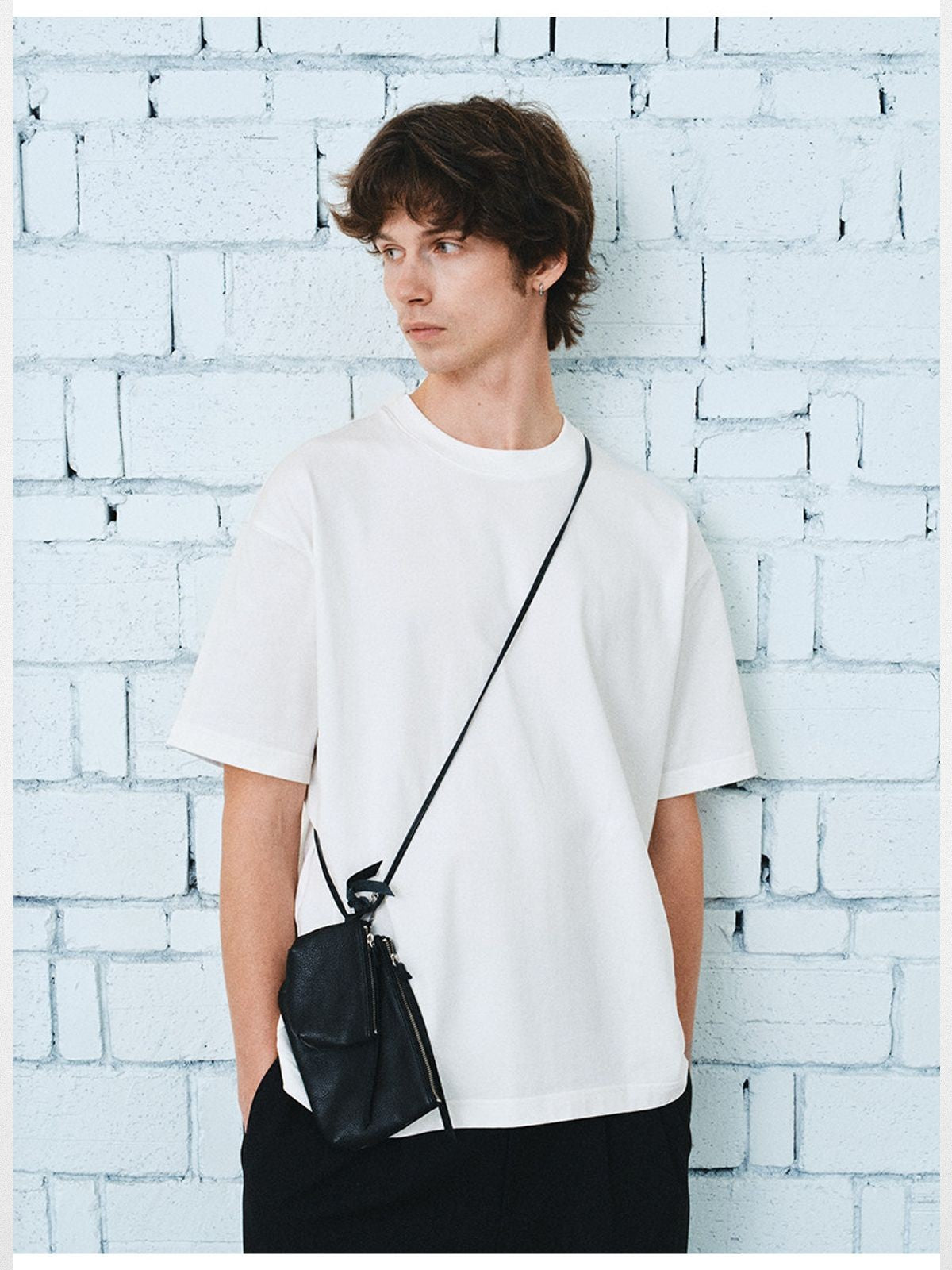 NANS 240g High Twist Cotton T Shirt in White - On Model