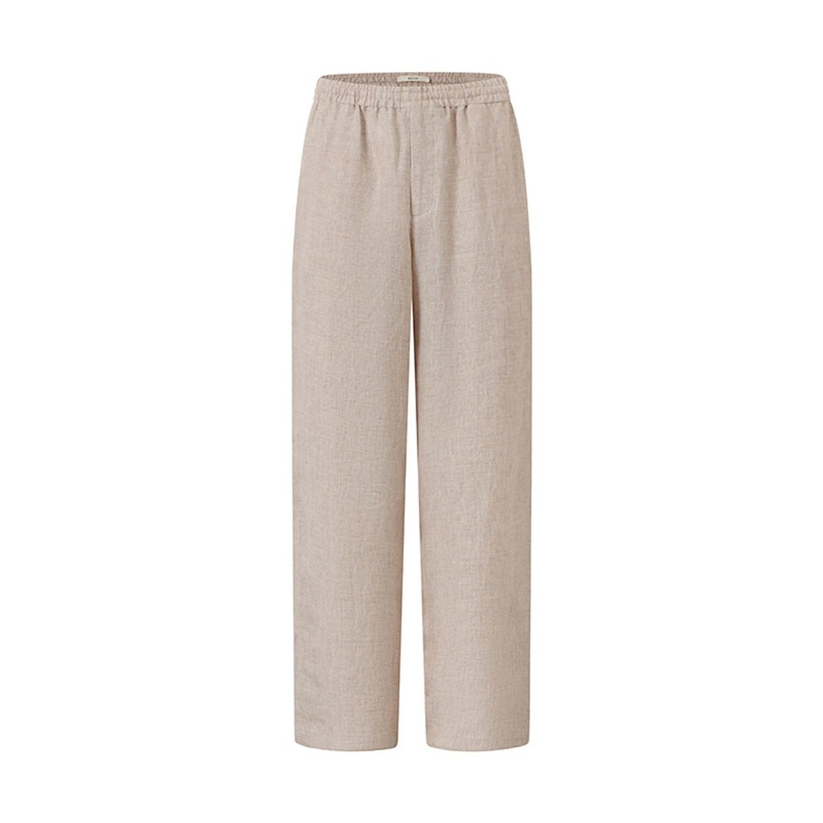 ROYA Elastic Waist Wide Leg Linen Trousers in Beige