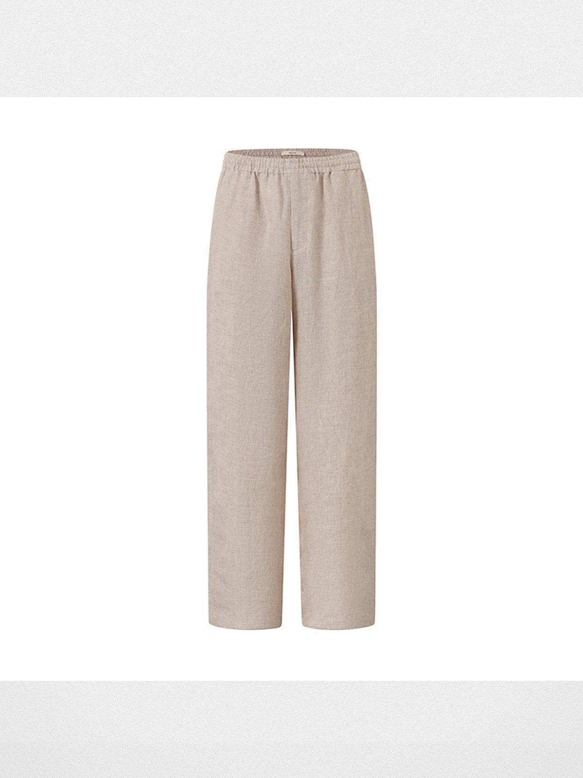 ROYA Elastic Waist Wide Leg Linen Trousers in Beige