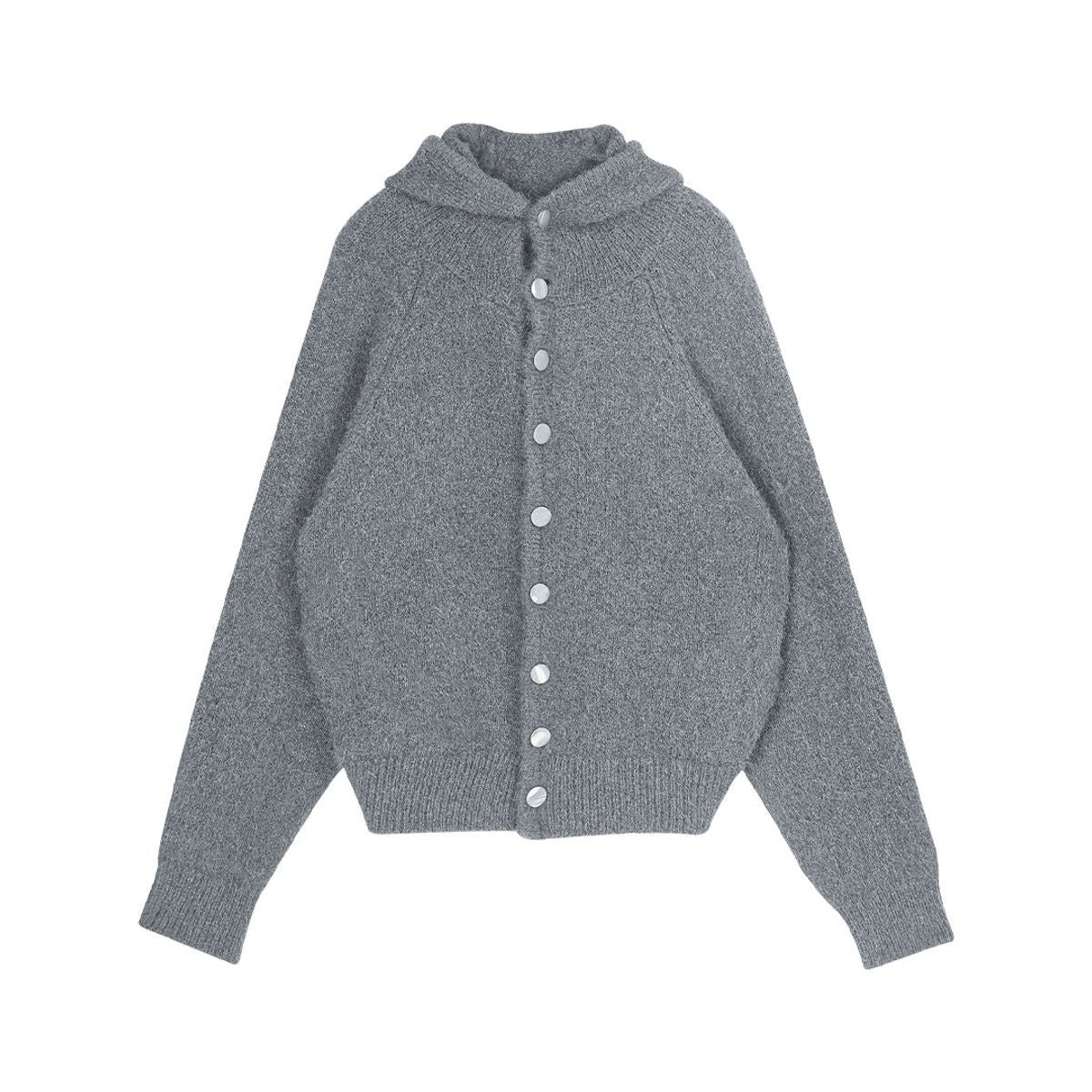 Simple Project Hooded Wool Blend Cardigan in Gray