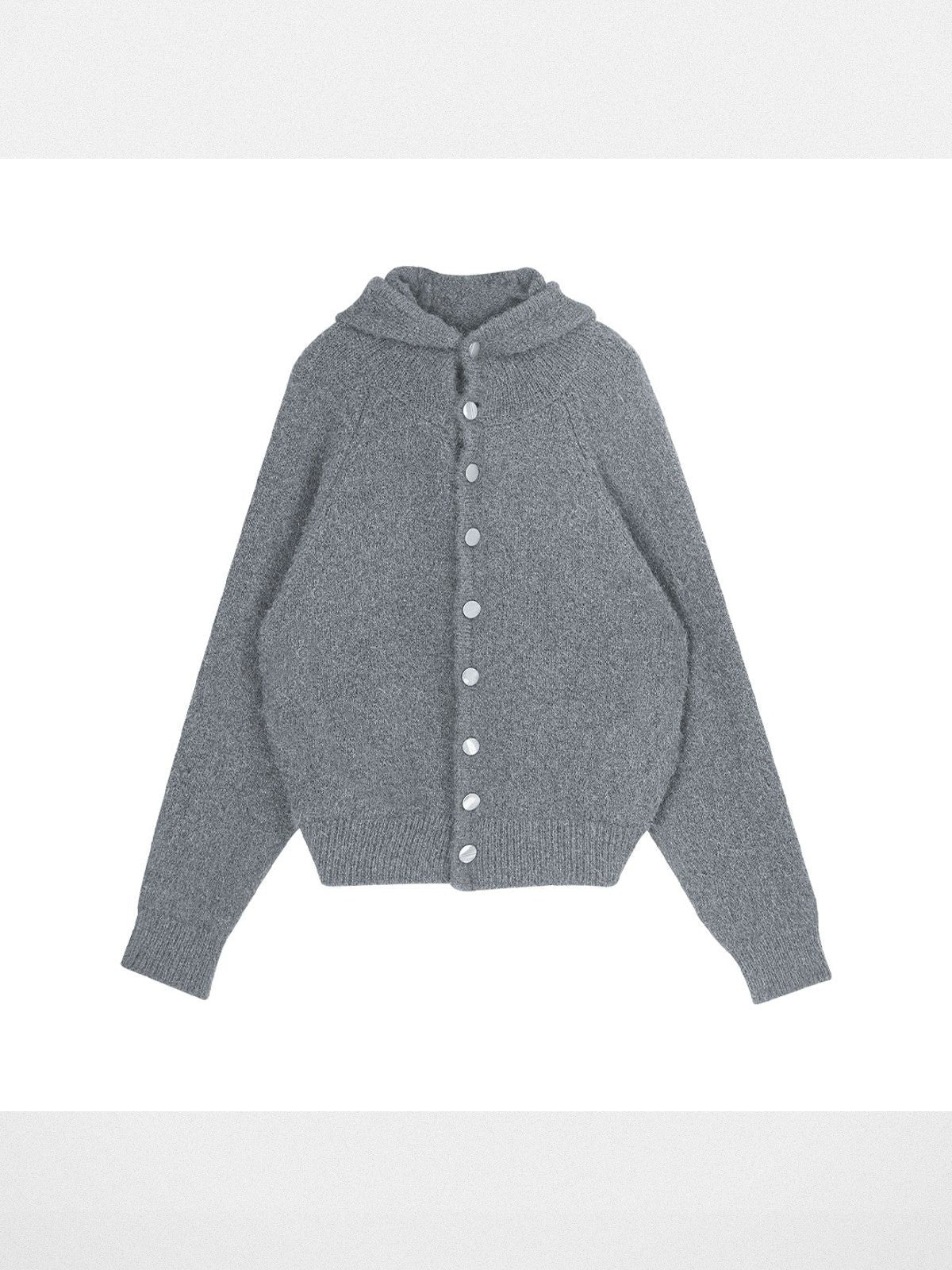 Simple Project Hooded Wool Blend Cardigan in Gray