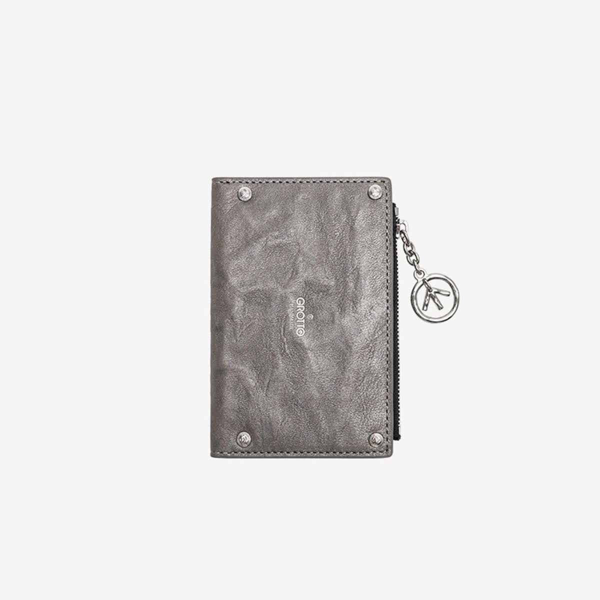 Grotto Vegetable Tanned Sheepskin Card Holder in Gray