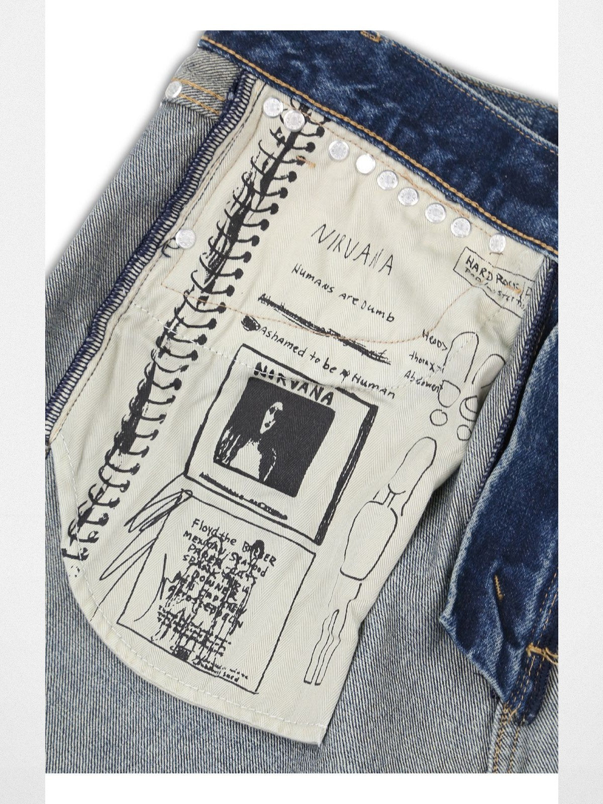 SOD Distressed Patchwork Jeans in Blue - Detail