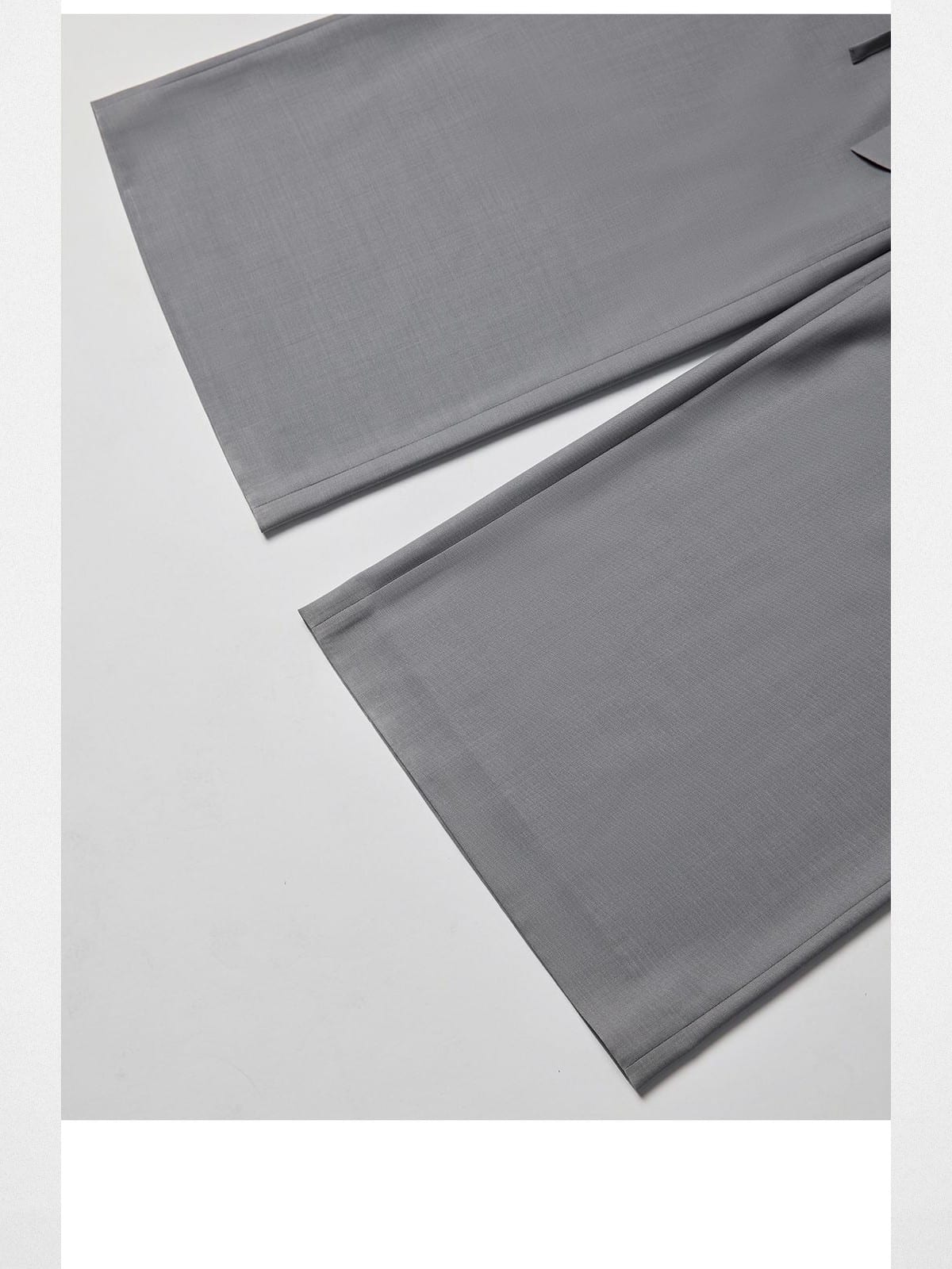 Randompiece Layered Wool Blend Wide Leg Trousers in Gray - Detail