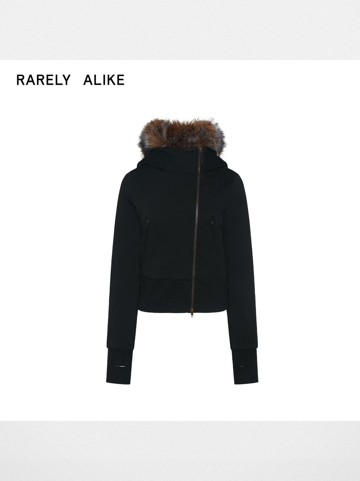 RARELY ALIKE Asymmetrical Plush Lined Jacket in Black