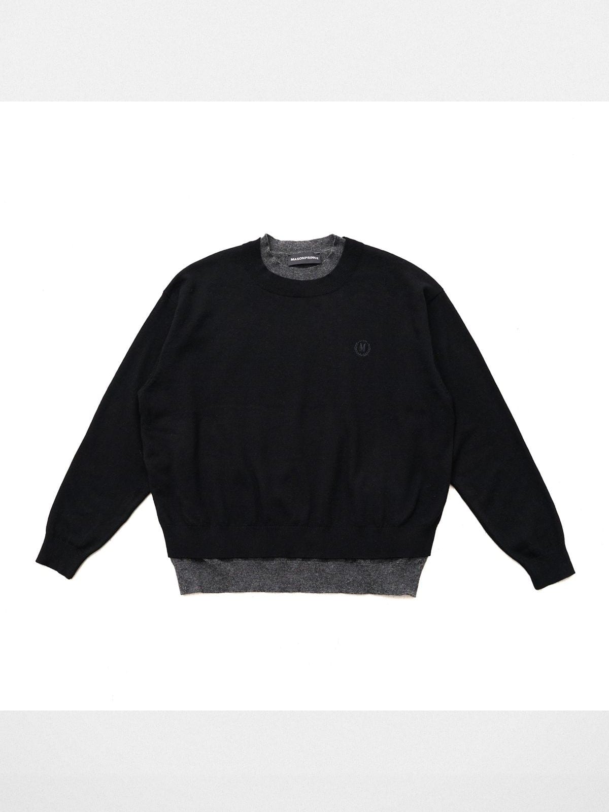 MasonPrince Mock Layer Wool Blend Sweater in Black