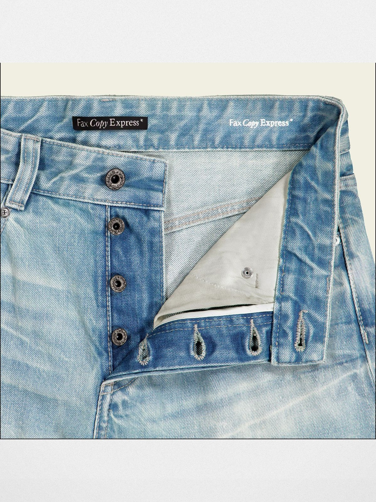 FaxCopyExpress Washed Cotton Gardener Jeans in Blue - Detail