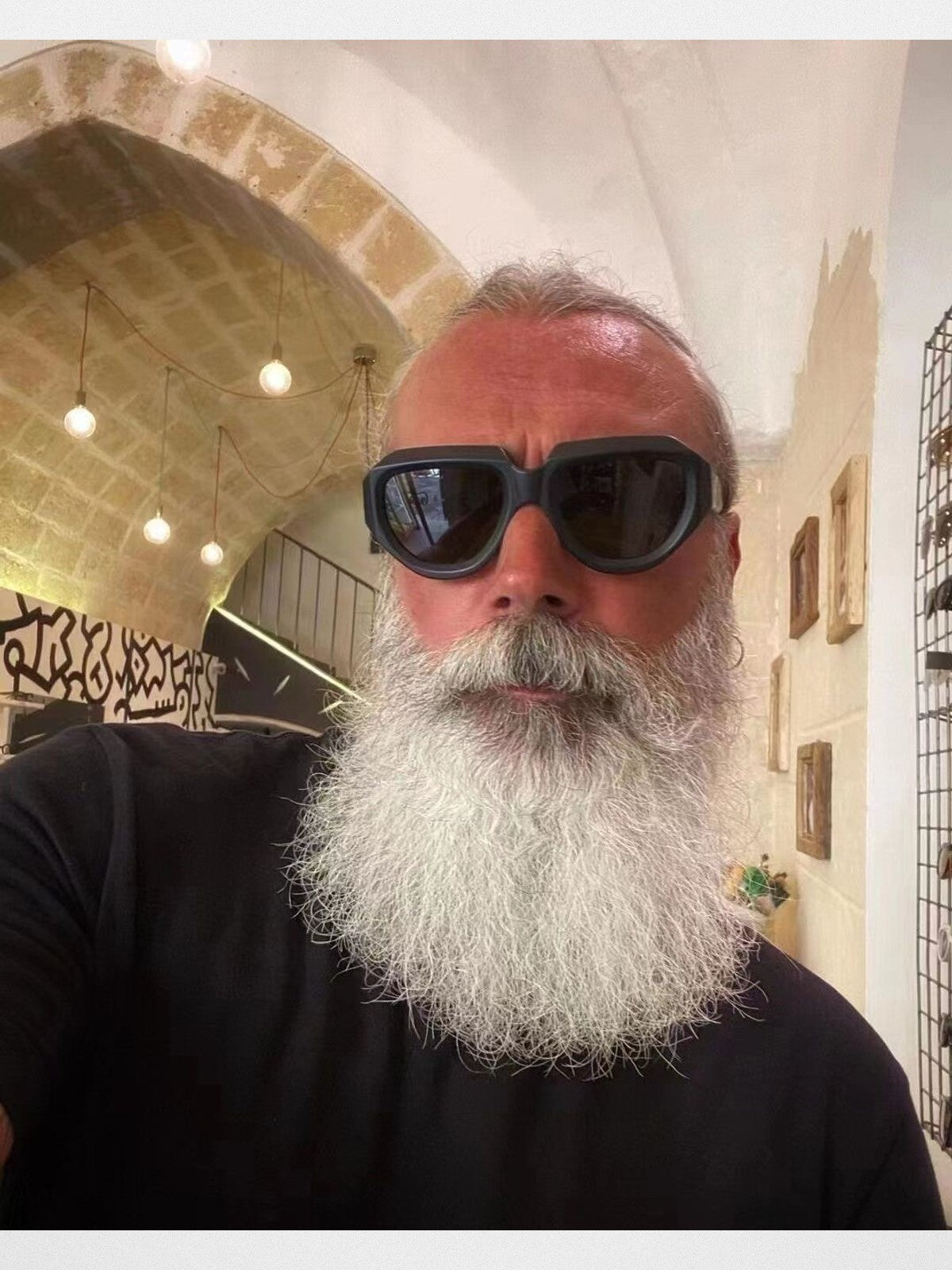 FUTURE UPDATE Geometric Acetate Sunglasses in Black - On Male Model