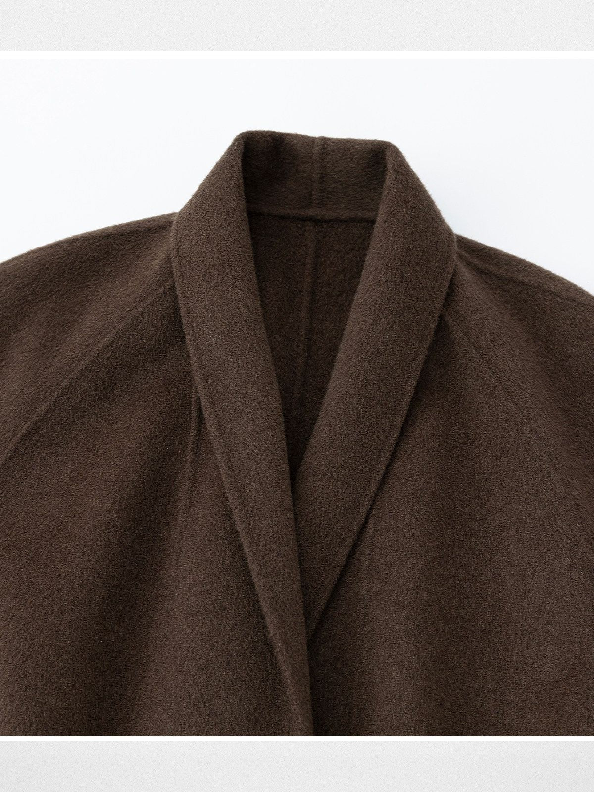 RandomPiece Merino Wool Camel Hair Robe Coat in Dark Brown - Detail