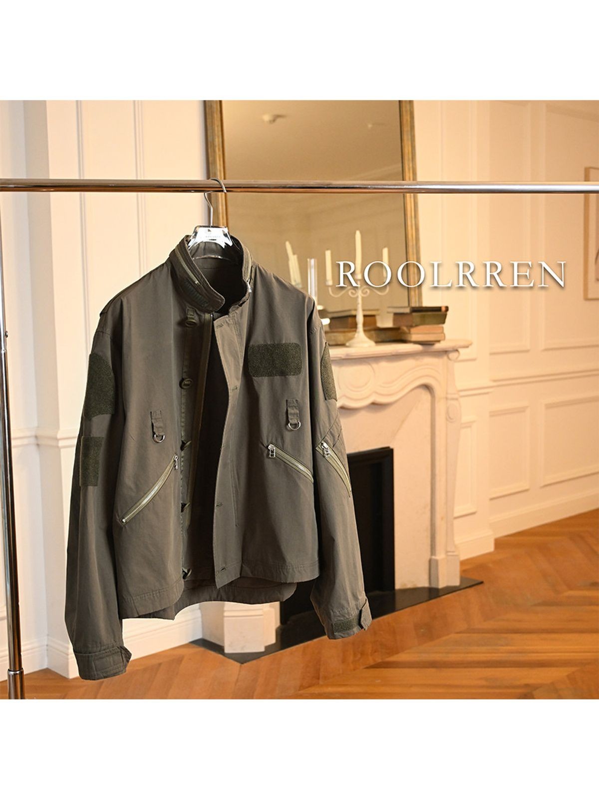 Roolrren Homme Cropped Cotton Flight Jacket in Olive - Lifestyle