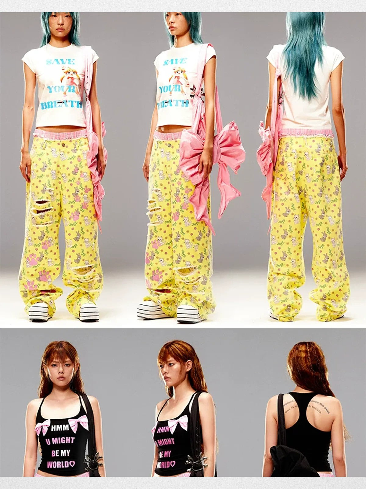 CFIERCE Nylon Bow Crossbody Bag in Pink - On Female Model