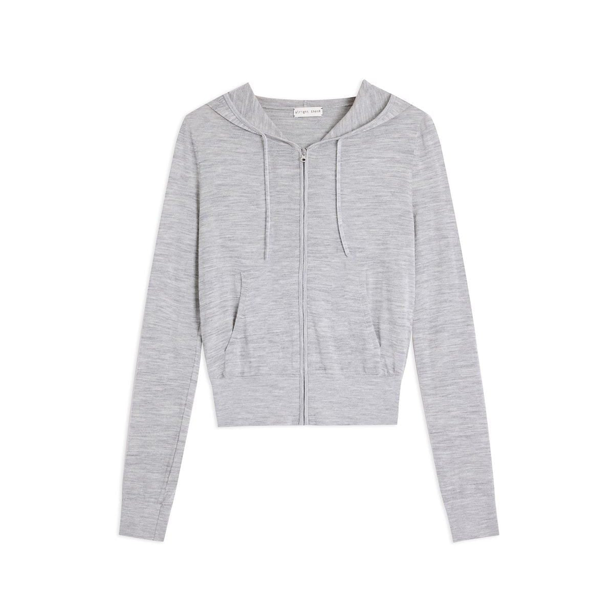 Alright then Zip Up Merino Wool Hoodie in Gray