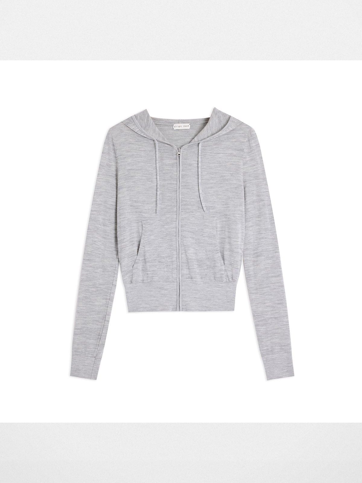 Alright then Zip Up Merino Wool Hoodie in Gray
