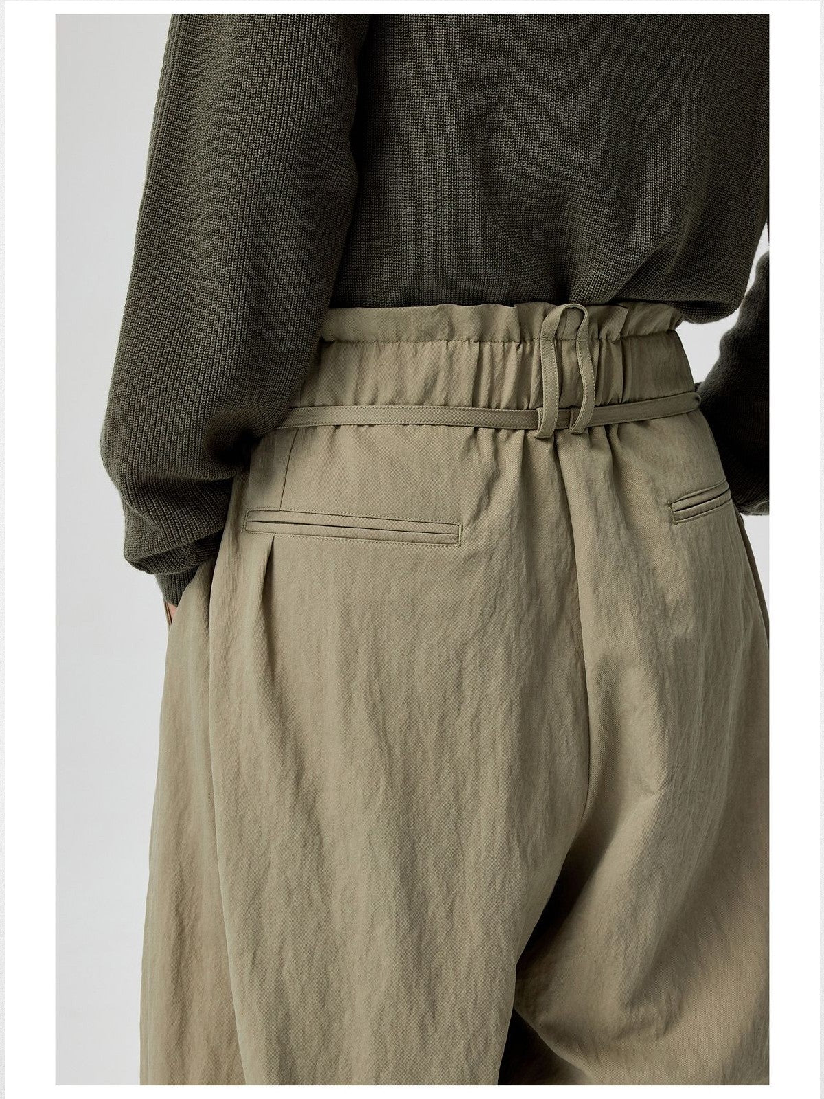 Simple Project Curved Leg Tencel Blend Trousers in Mint - On Model