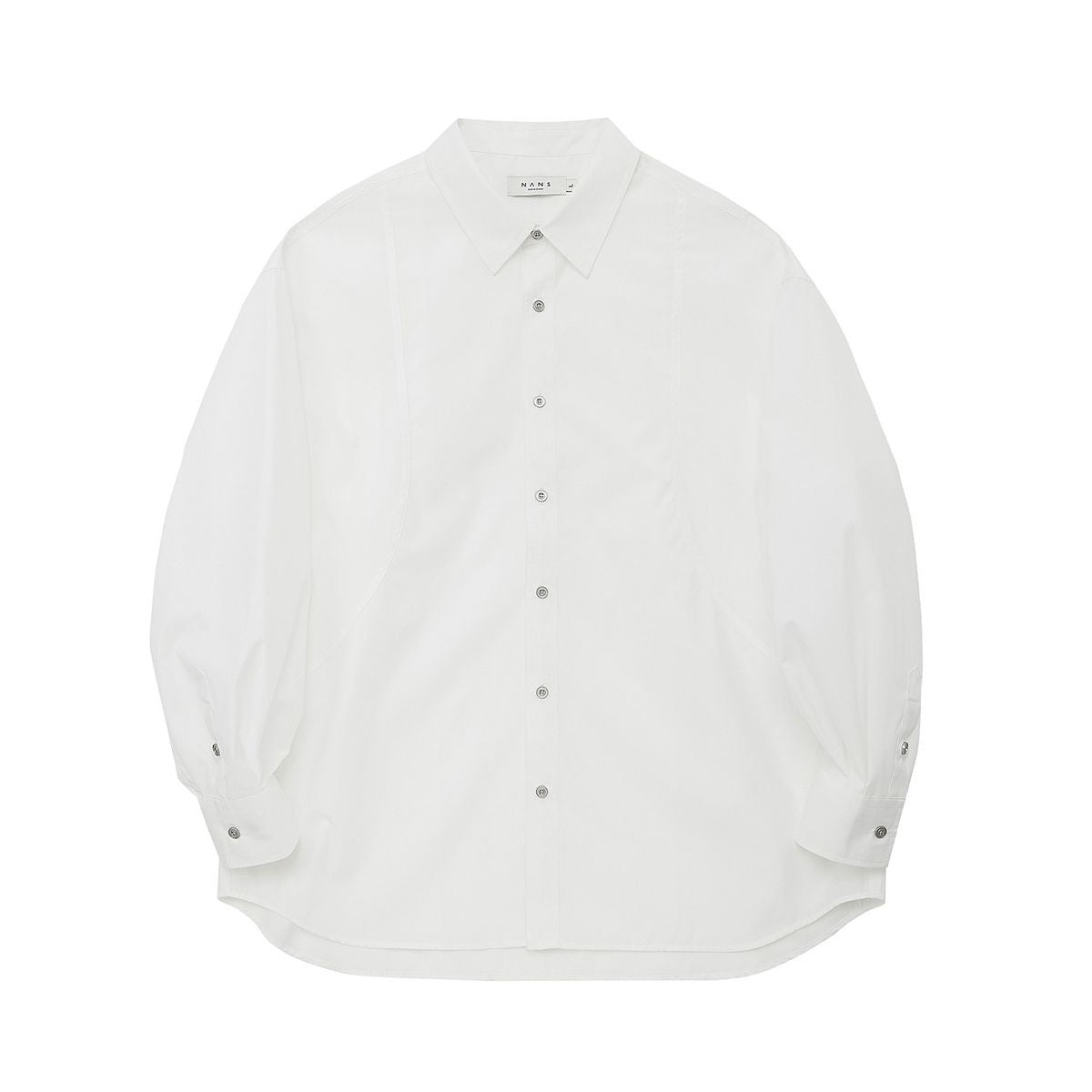 NANS Curved Seam Cotton Blend Shirt in White