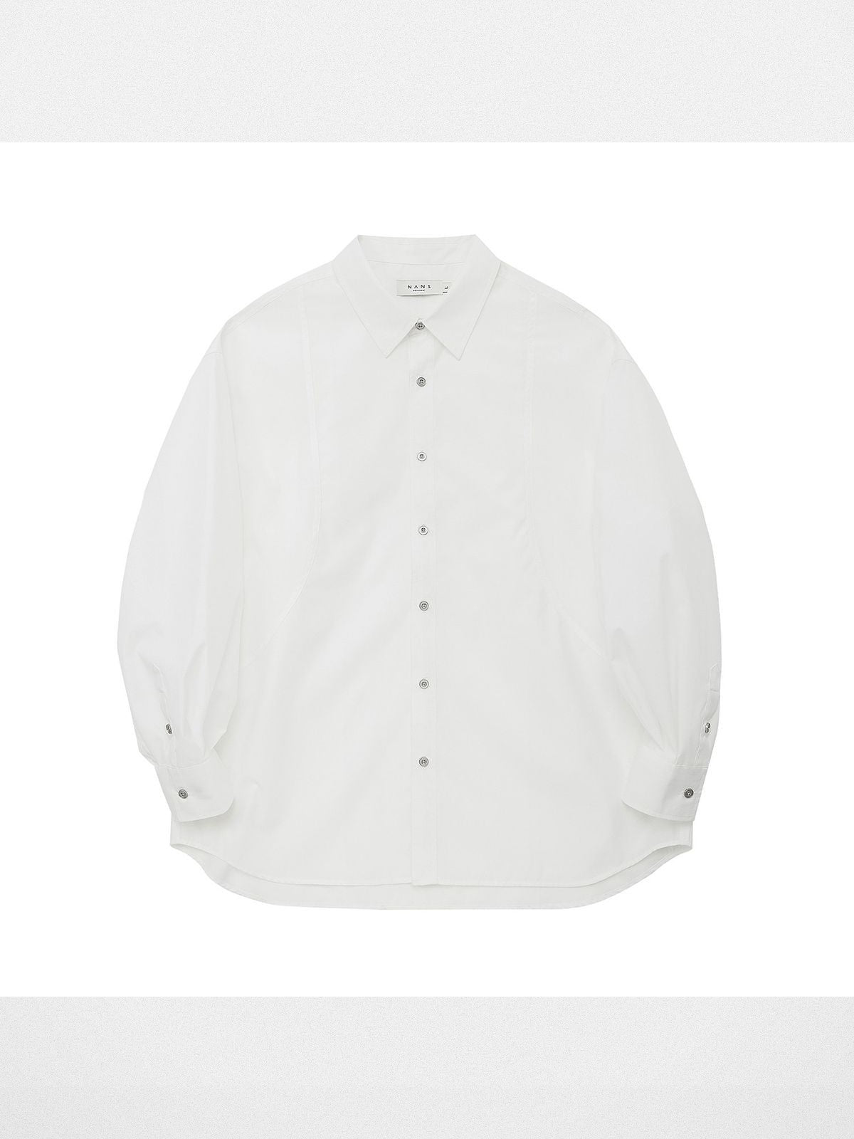 NANS Curved Seam Cotton Blend Shirt in White