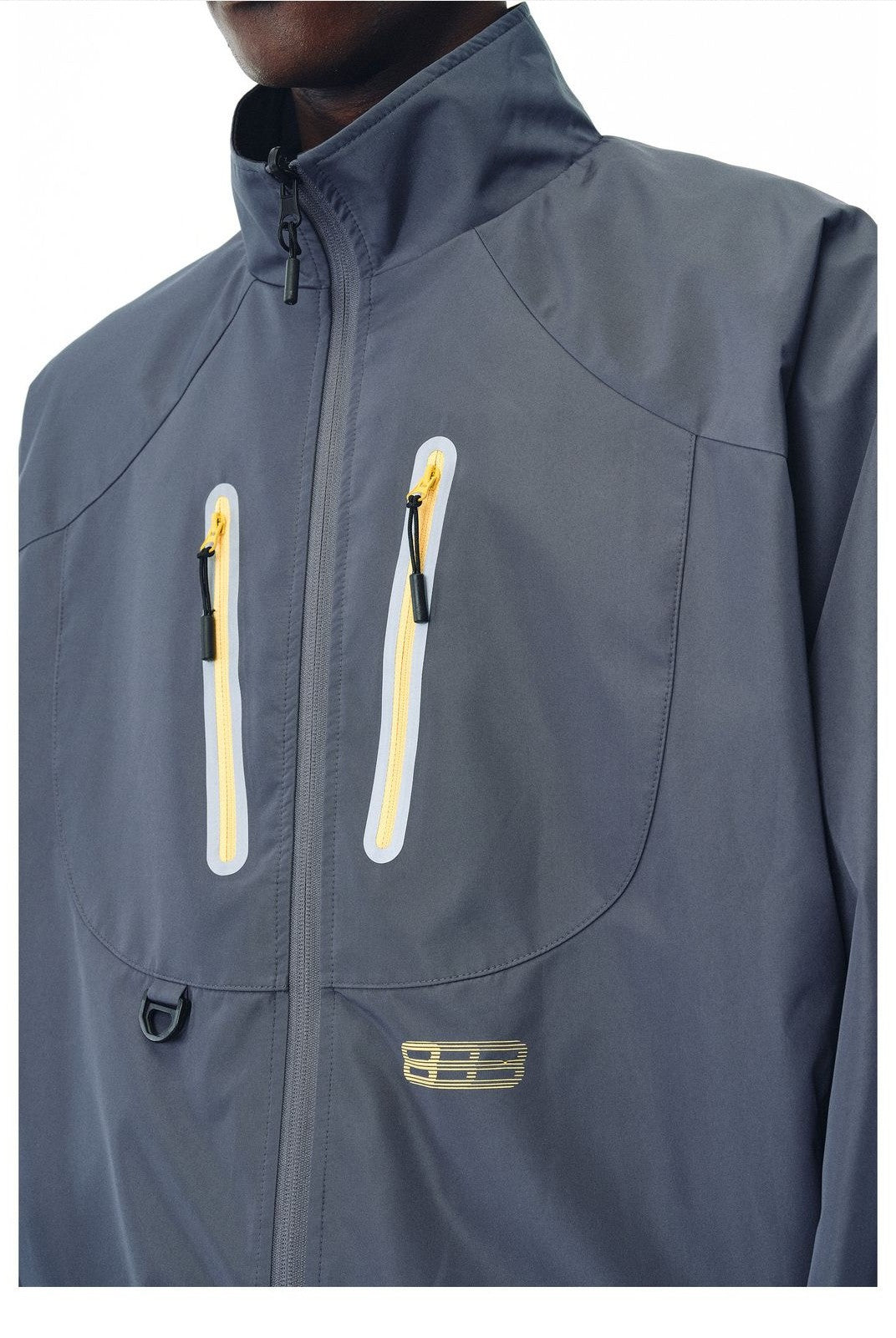 FPA Reversible Teflon Techwear Jacket in Navy Blue - On Male Model