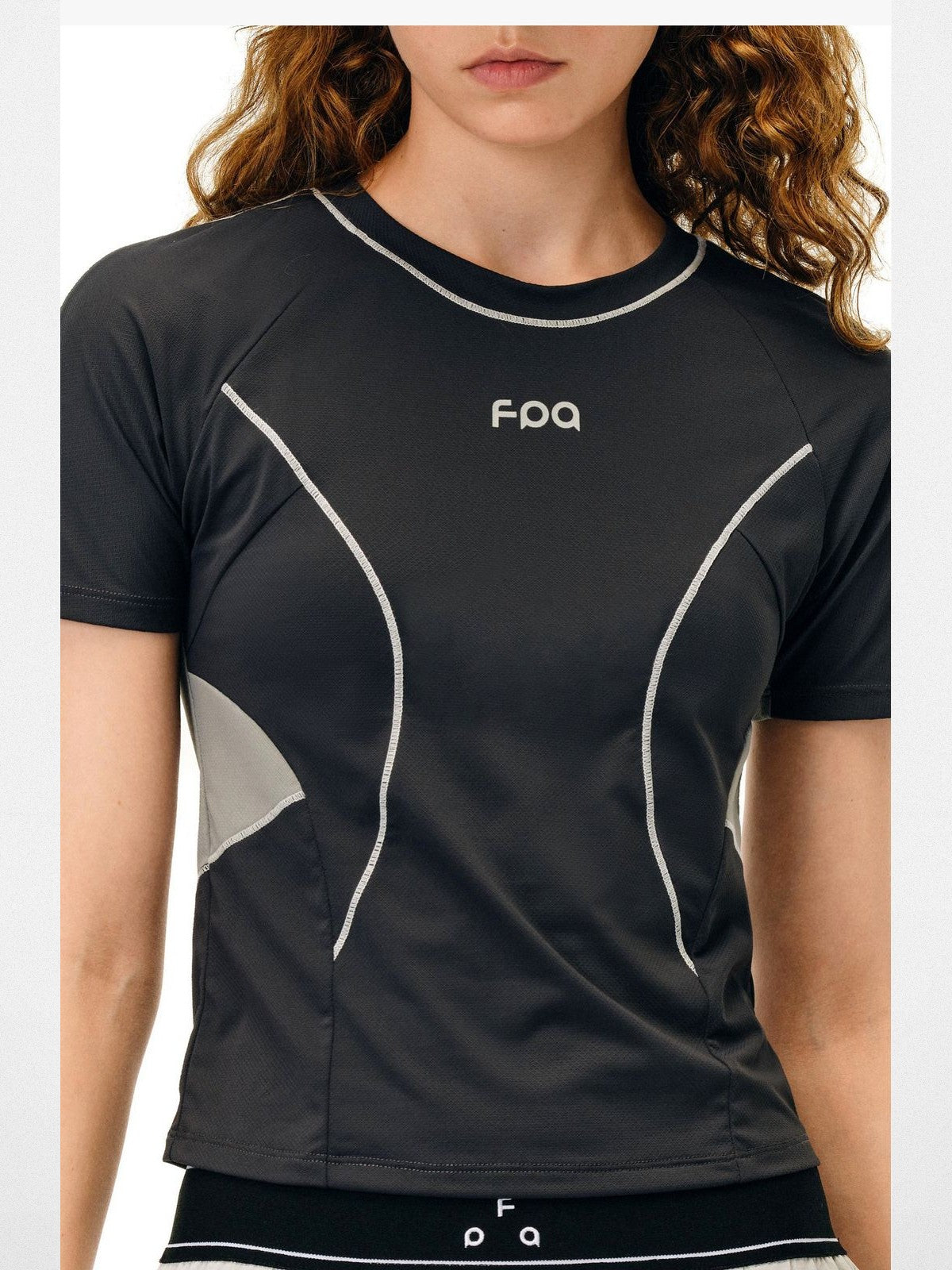 FPA Spliced Moisture Wicking T Shirt in Gray - On Model
